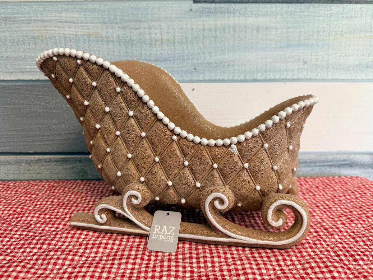 RAZ Imports 8" Gingerbread Pearl Sleigh