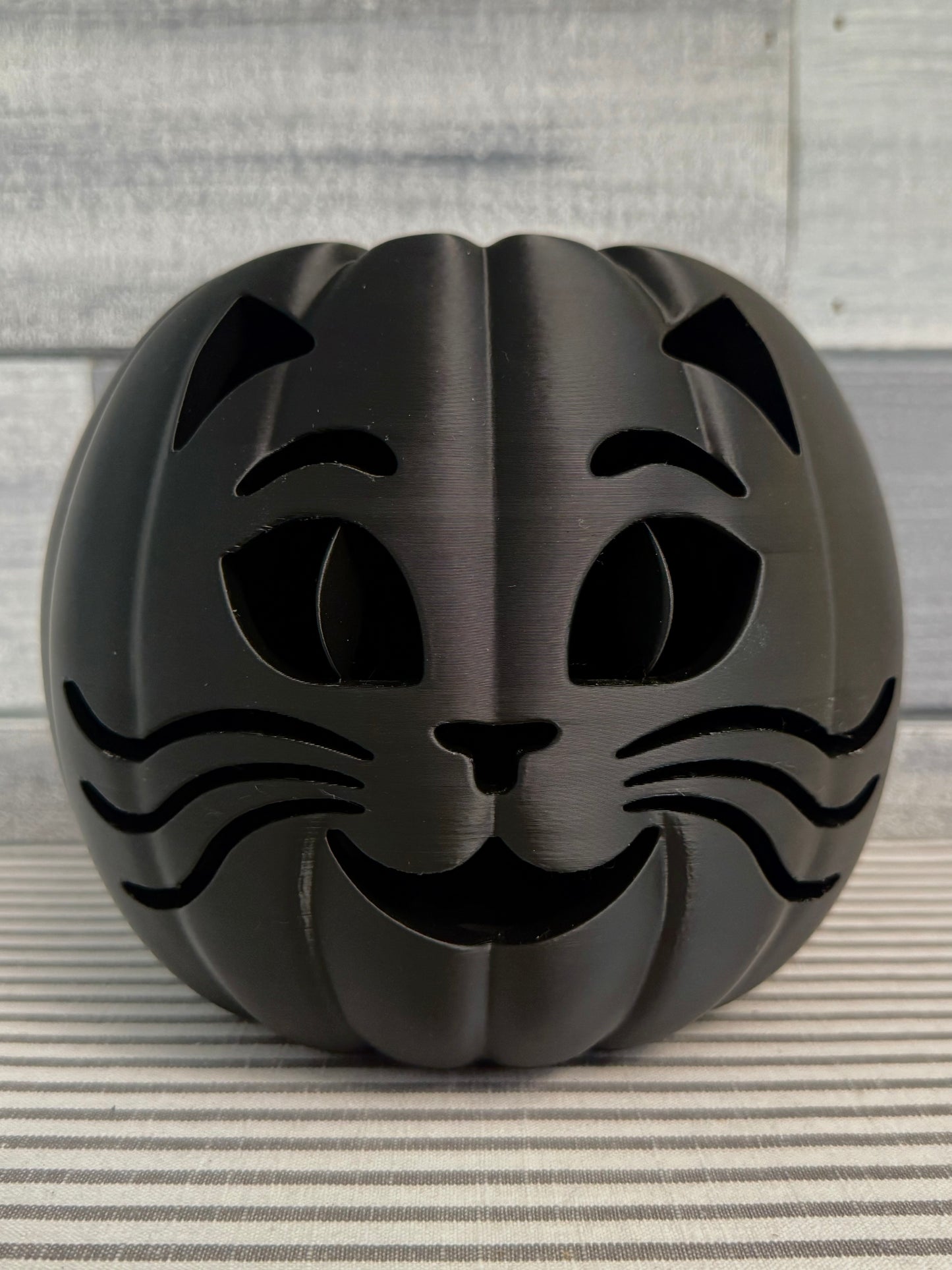Jinxie the Black Cat Jack O Lantern | 3D Printed Halloween Decor | Floral Centerpiece Base or Standalone Spooky Pumpkin