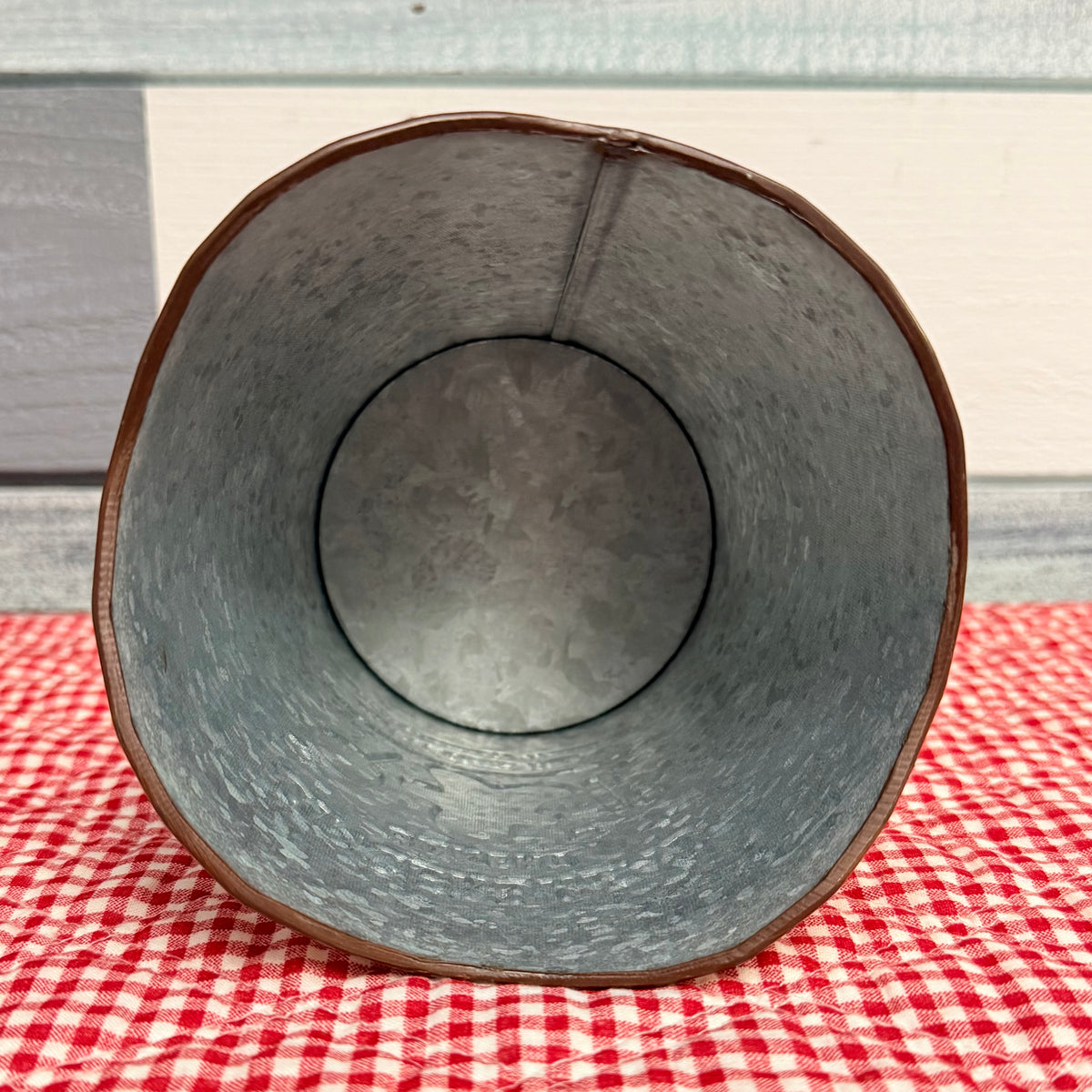 Small- Festive "Gingerbread Bakery" Round Metal Pot – Holiday Planter & Treat Container