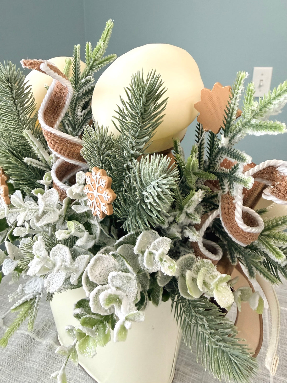 Neutral Gingerbread Bakery Arrangement with Exclusive Chef Duo | Holiday Table Centerpiece