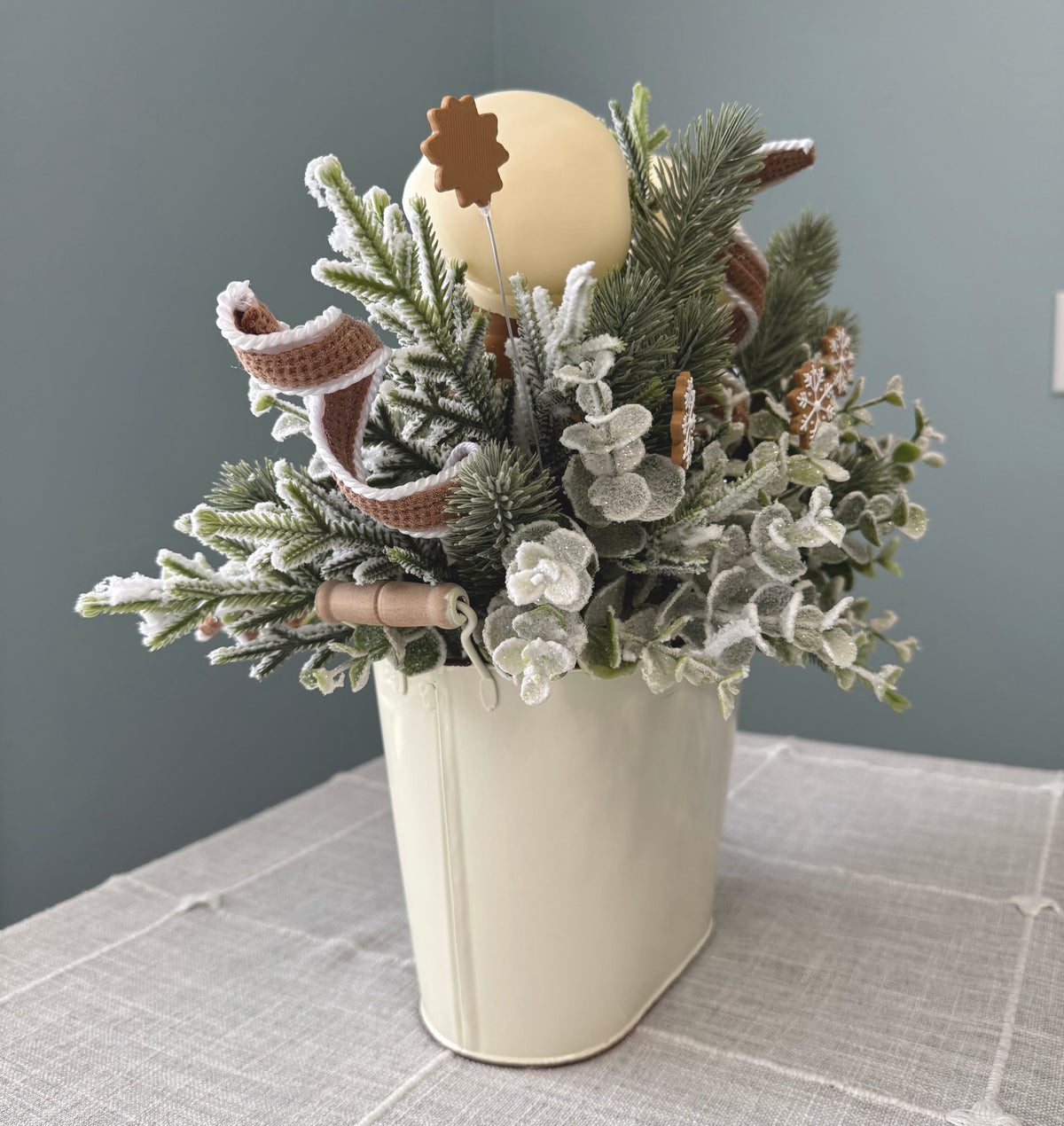 Neutral Gingerbread Bakery Arrangement with Exclusive Chef Duo | Holiday Table Centerpiece