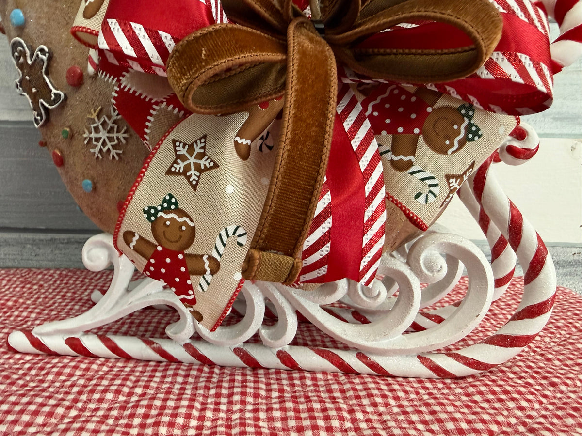 Gingerbread & Peppermint Sleigh Wonderland Floral Arrangement | Holiday Decor