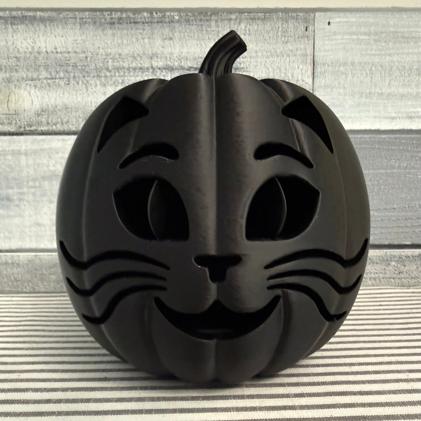 Jinxie the Black Cat Jack O Lantern | 3D Printed Halloween Decor | Floral Centerpiece Base or Standalone Spooky Pumpkin
