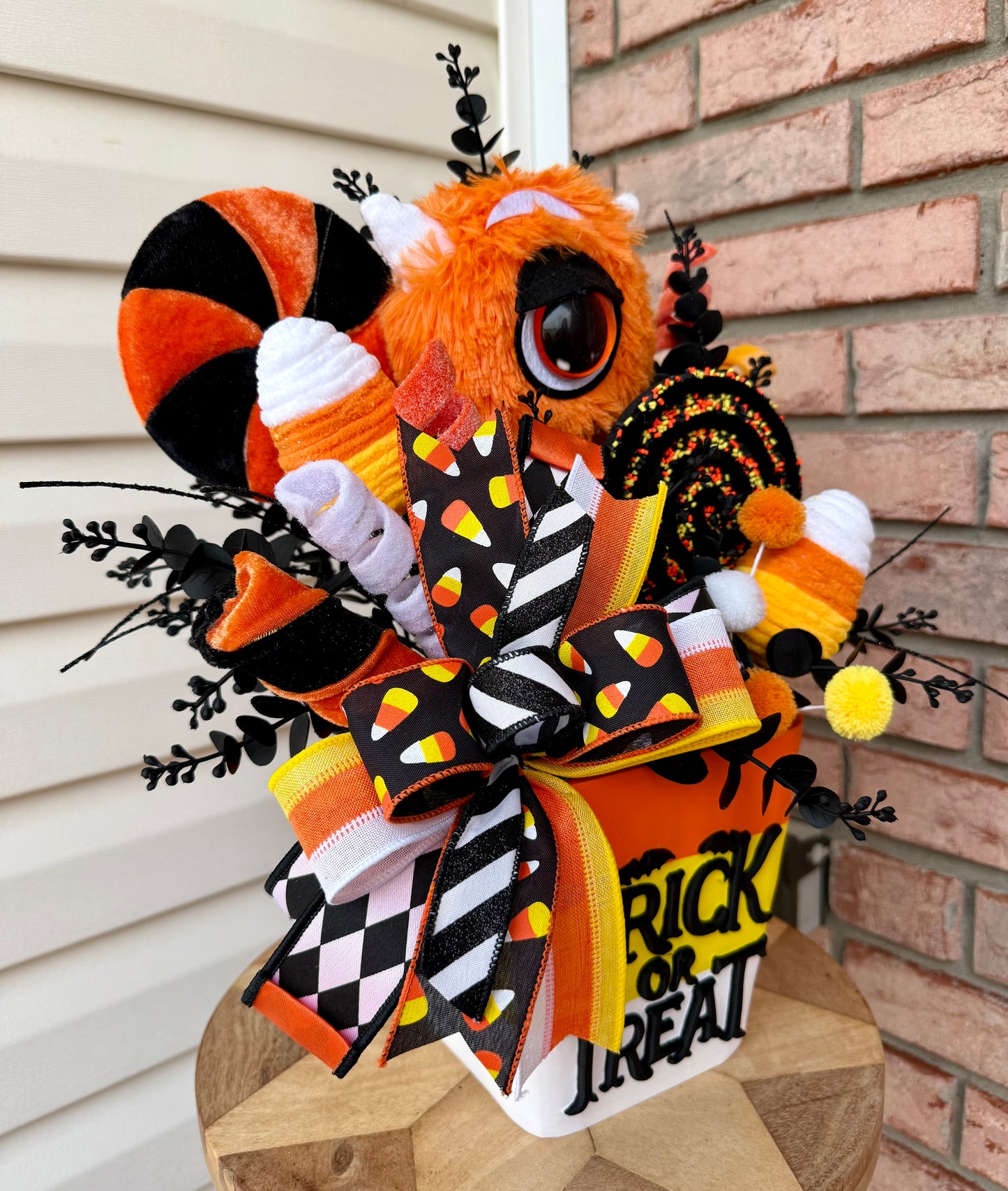 Spooky-Sweet Candy Corn Monster Bucket Arrangement 🎃👻