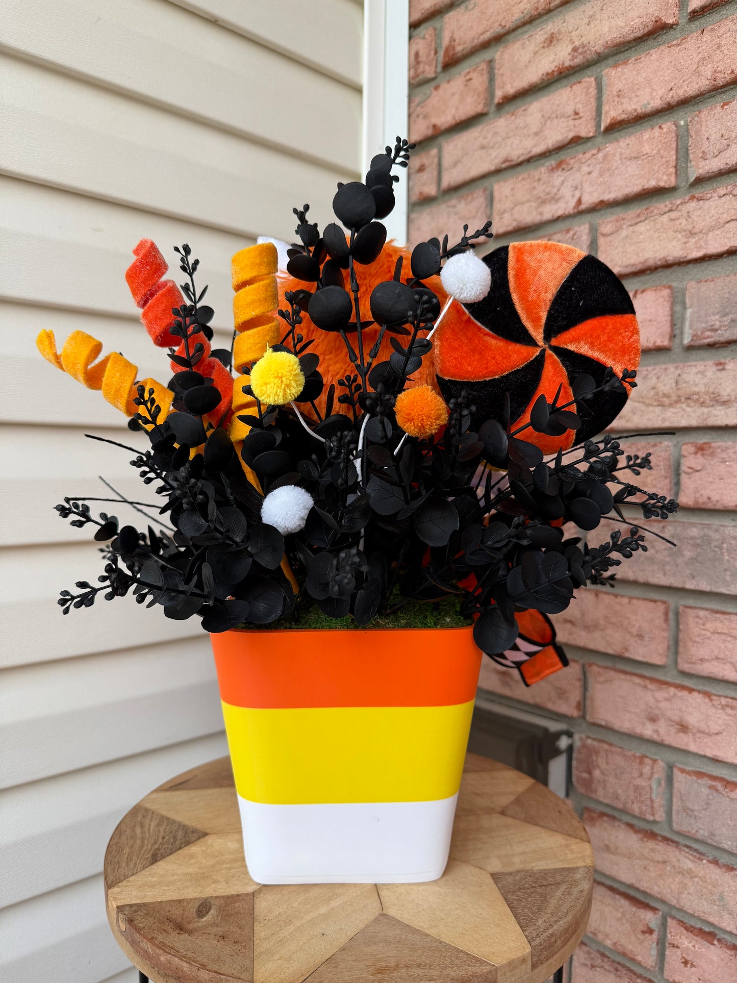 Spooky-Sweet Candy Corn Monster Bucket Arrangement 🎃👻