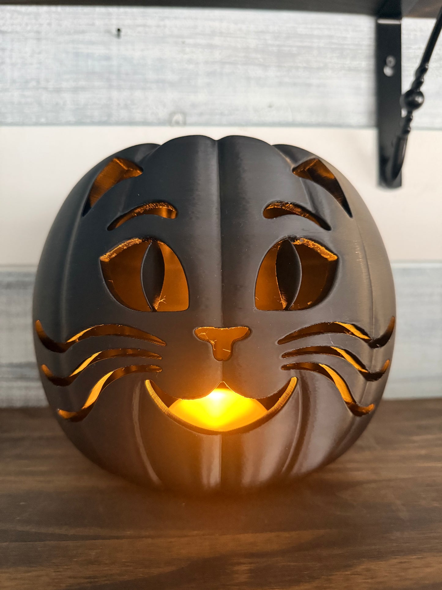 Jinxie the Black Cat Jack O Lantern | 3D Printed Halloween Decor | Floral Centerpiece Base or Standalone Spooky Pumpkin
