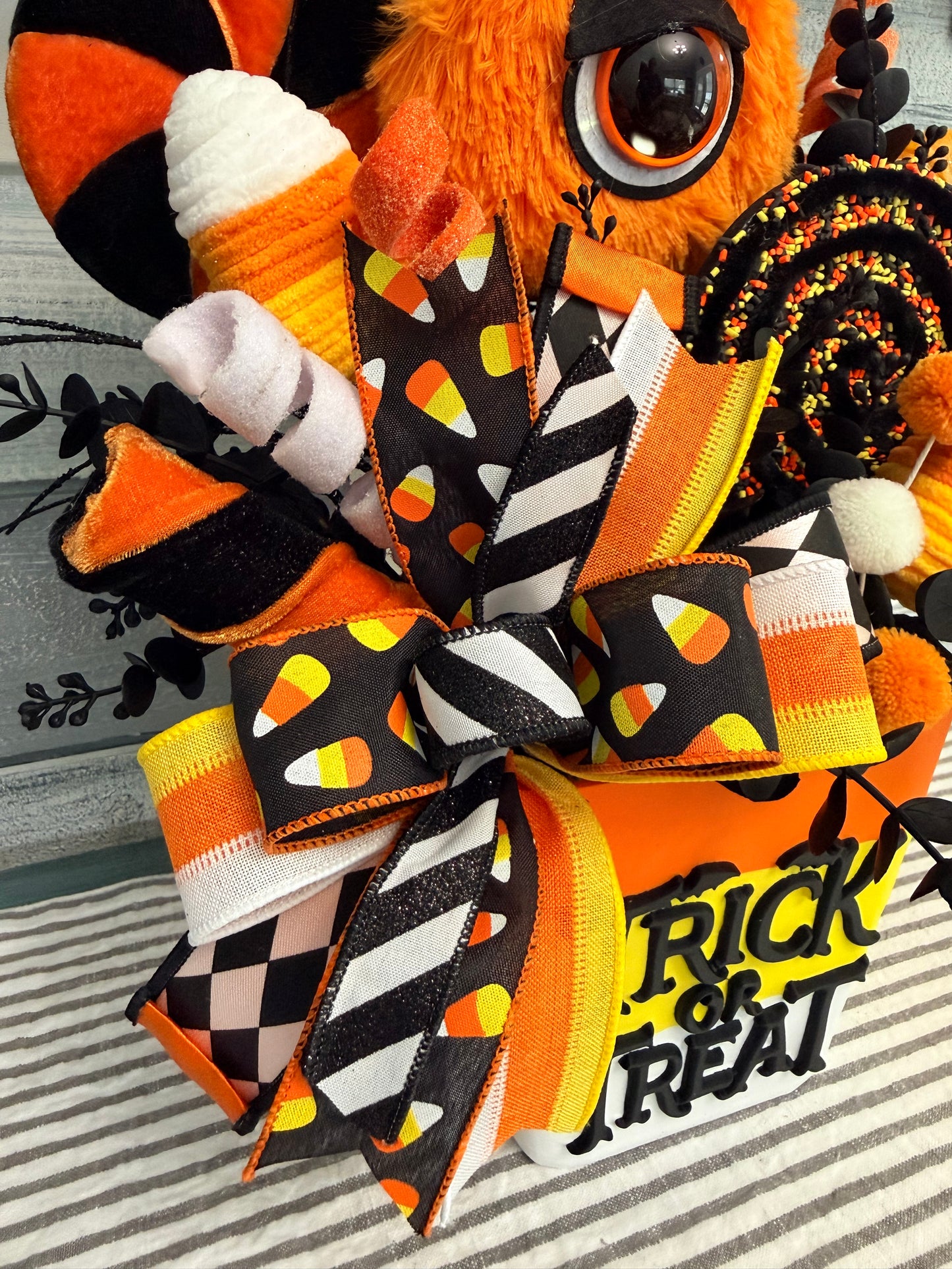 Spooky-Sweet Candy Corn Monster Bucket Arrangement 🎃👻