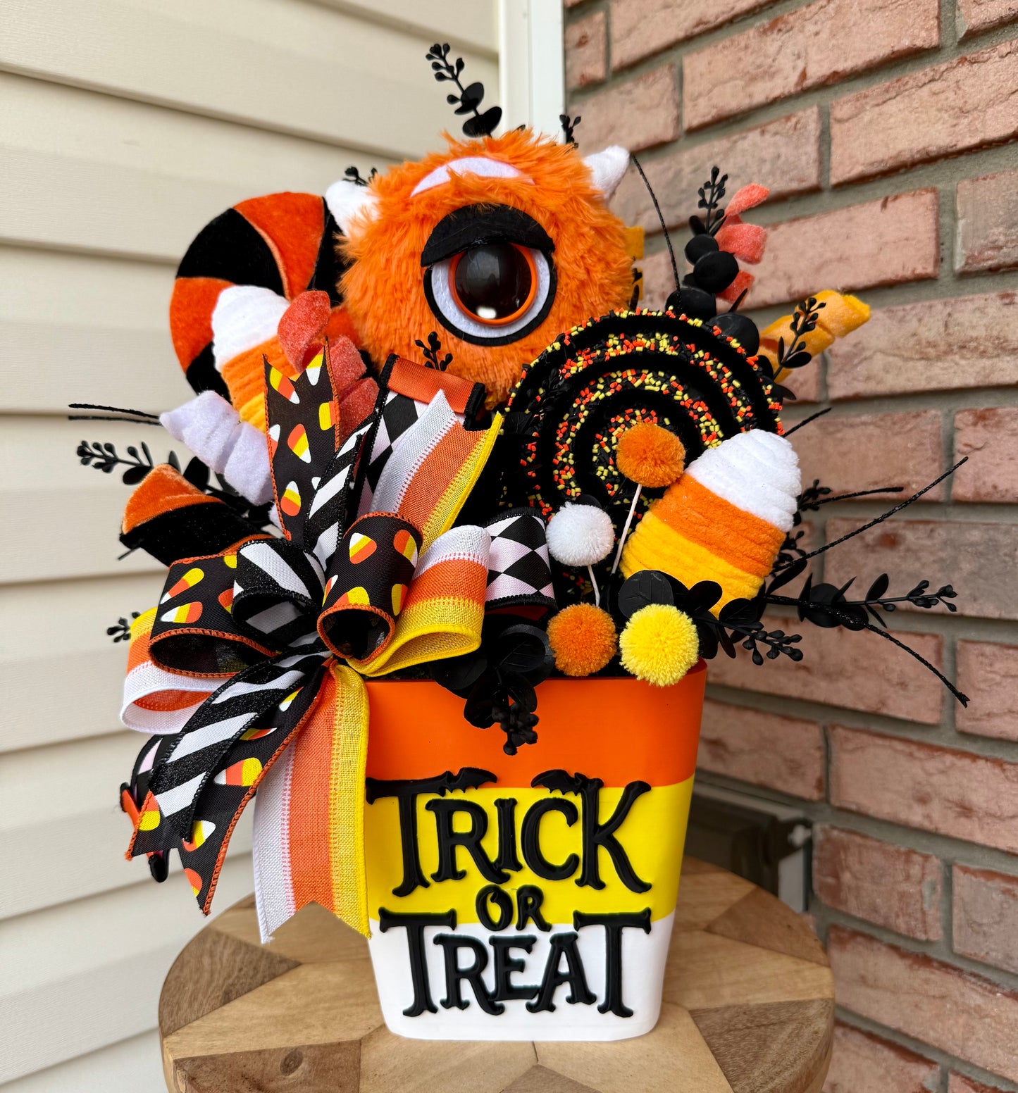 Spooky-Sweet Candy Corn Monster Bucket Arrangement 🎃👻