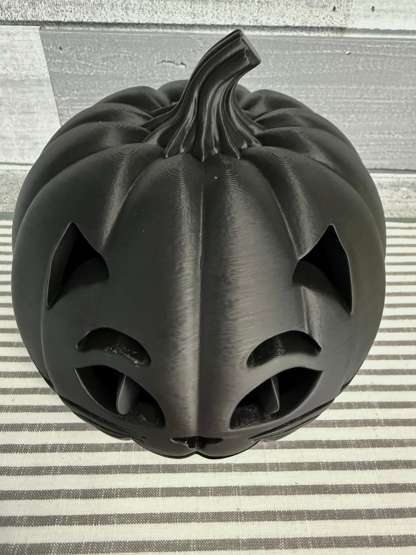 Jinxie the Black Cat Jack O Lantern | 3D Printed Halloween Decor | Floral Centerpiece Base or Standalone Spooky Pumpkin