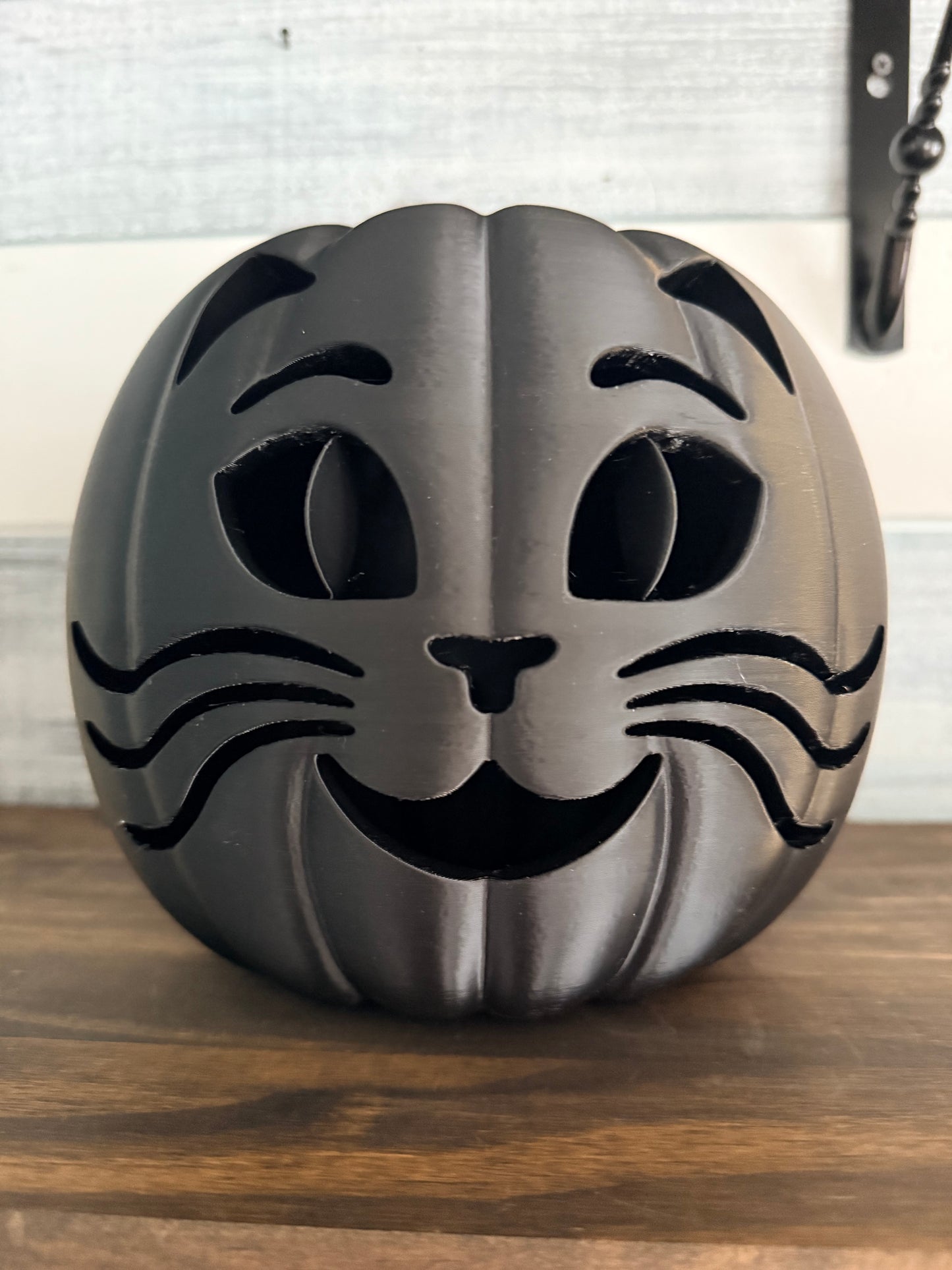 Jinxie the Black Cat Jack O Lantern | 3D Printed Halloween Decor | Floral Centerpiece Base or Standalone Spooky Pumpkin