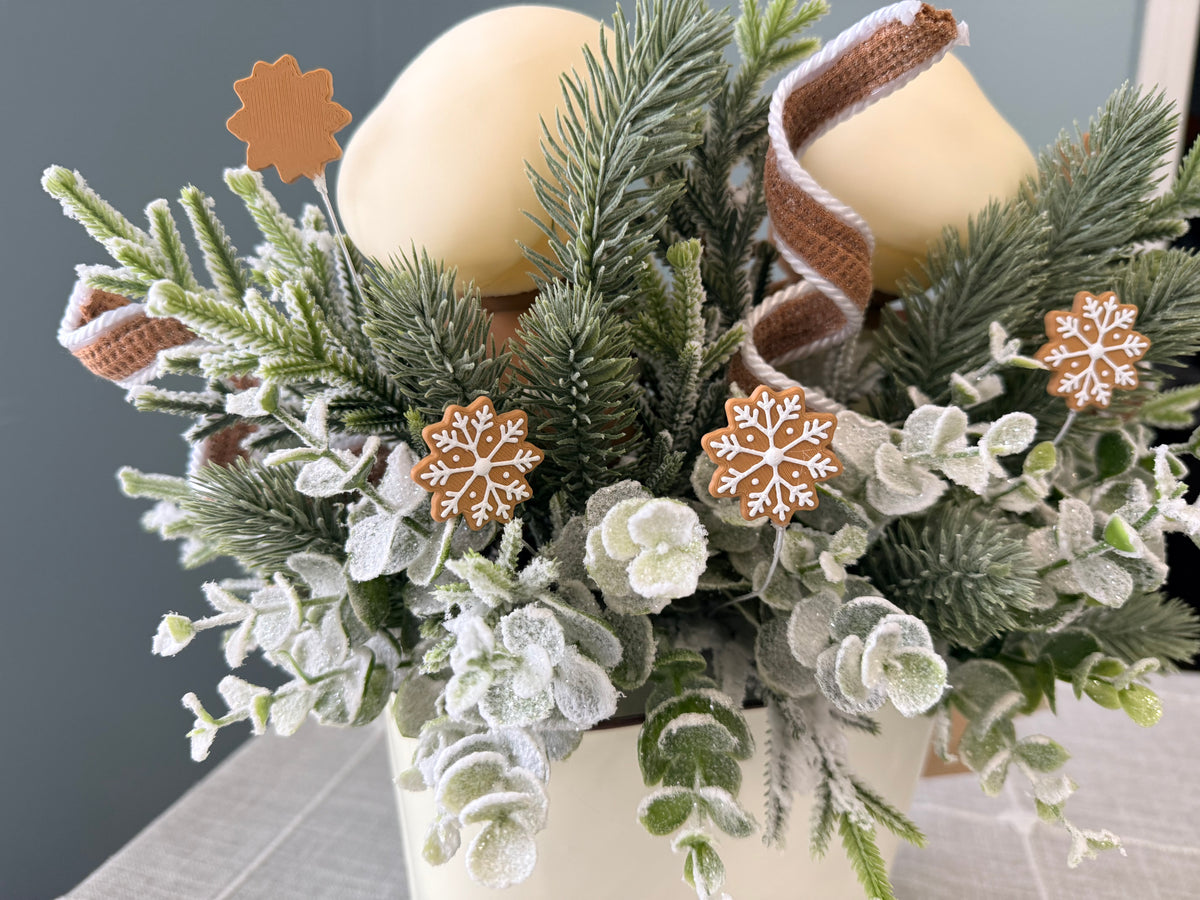 Neutral Gingerbread Bakery Arrangement with Exclusive Chef Duo | Holiday Table Centerpiece