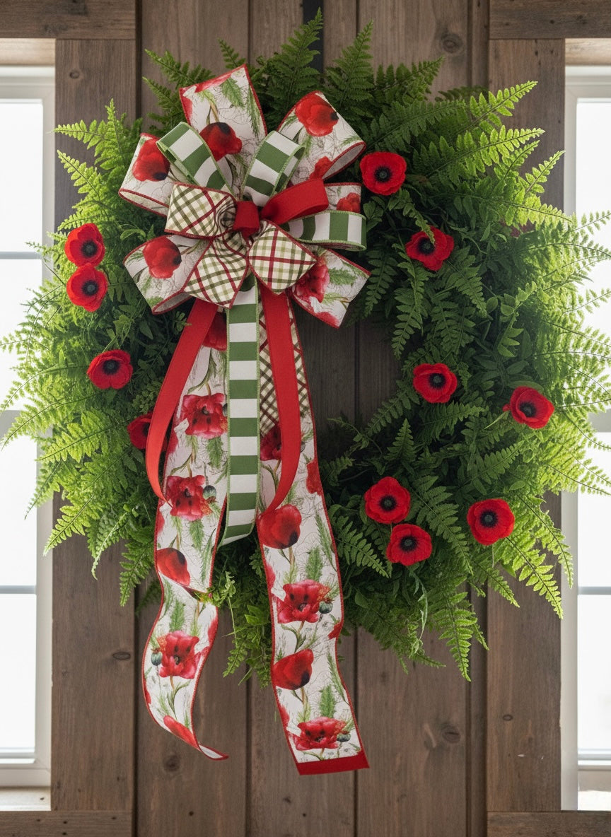 The Crimson Garden Collection- 4-Piece Floral, Plaid & Stripe Ribbon Bundle