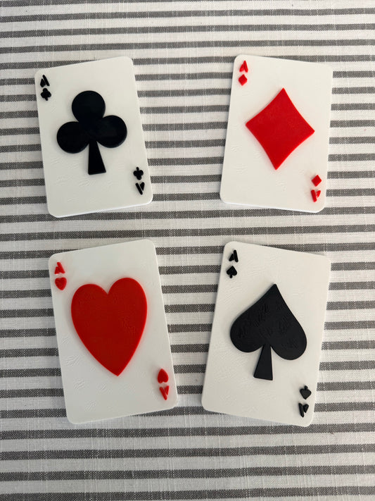 3D Printed Playing Cards Set (4pc) - Alice in Wonderland & Casino Theme - Wreath Attachments & Tray Decor