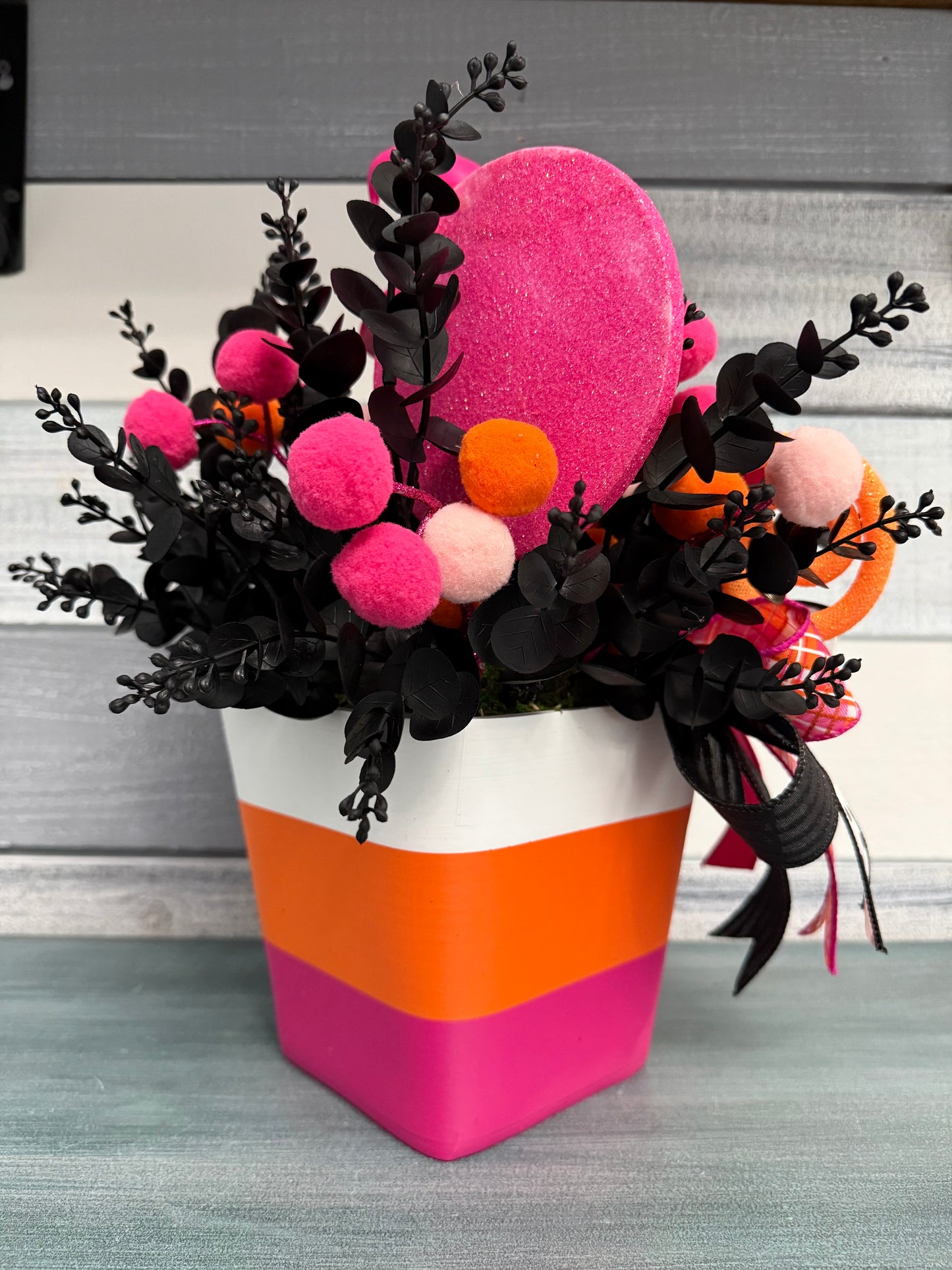 Whimsical "Trick or Treat" Witch Kitten Floral Arrangement – Exclusive Halloween Decor