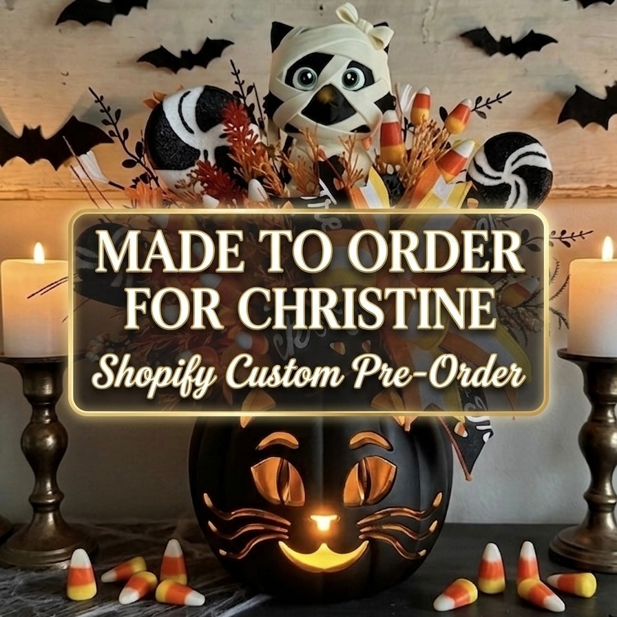 Made To Order- Light-Up 3D Printed Mummy Kitty & Candy Corn Halloween Centerpiece Arrangement