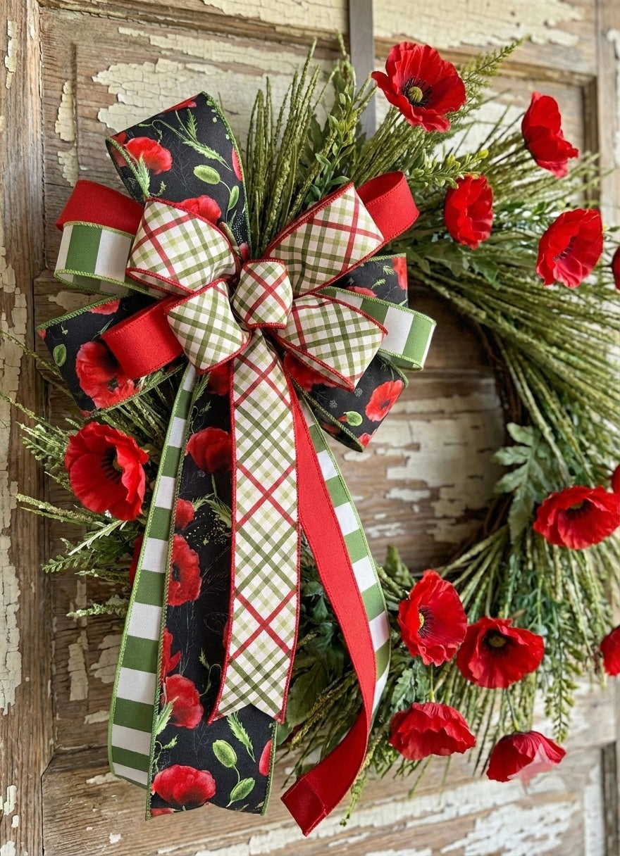 The Crimson Poppy Collection - 4 Ribbon Bundle | Wired Edge | 10 Yards Total