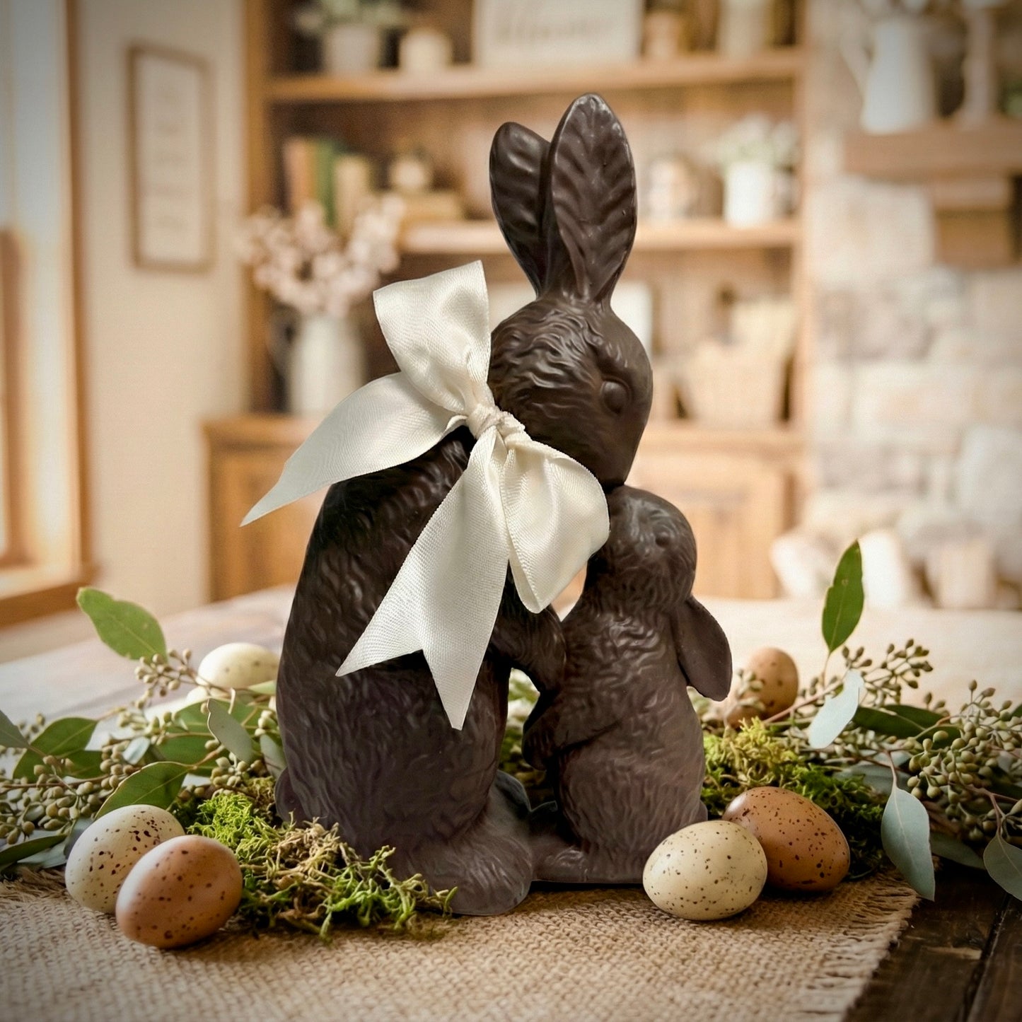 11" Regency Resin "Mommy & Me" Chocolate Bunny | Milk or White Chocolate Style