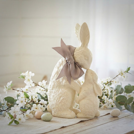 11" Regency Resin "Mommy & Me" Chocolate Bunny | Milk or White Chocolate Style