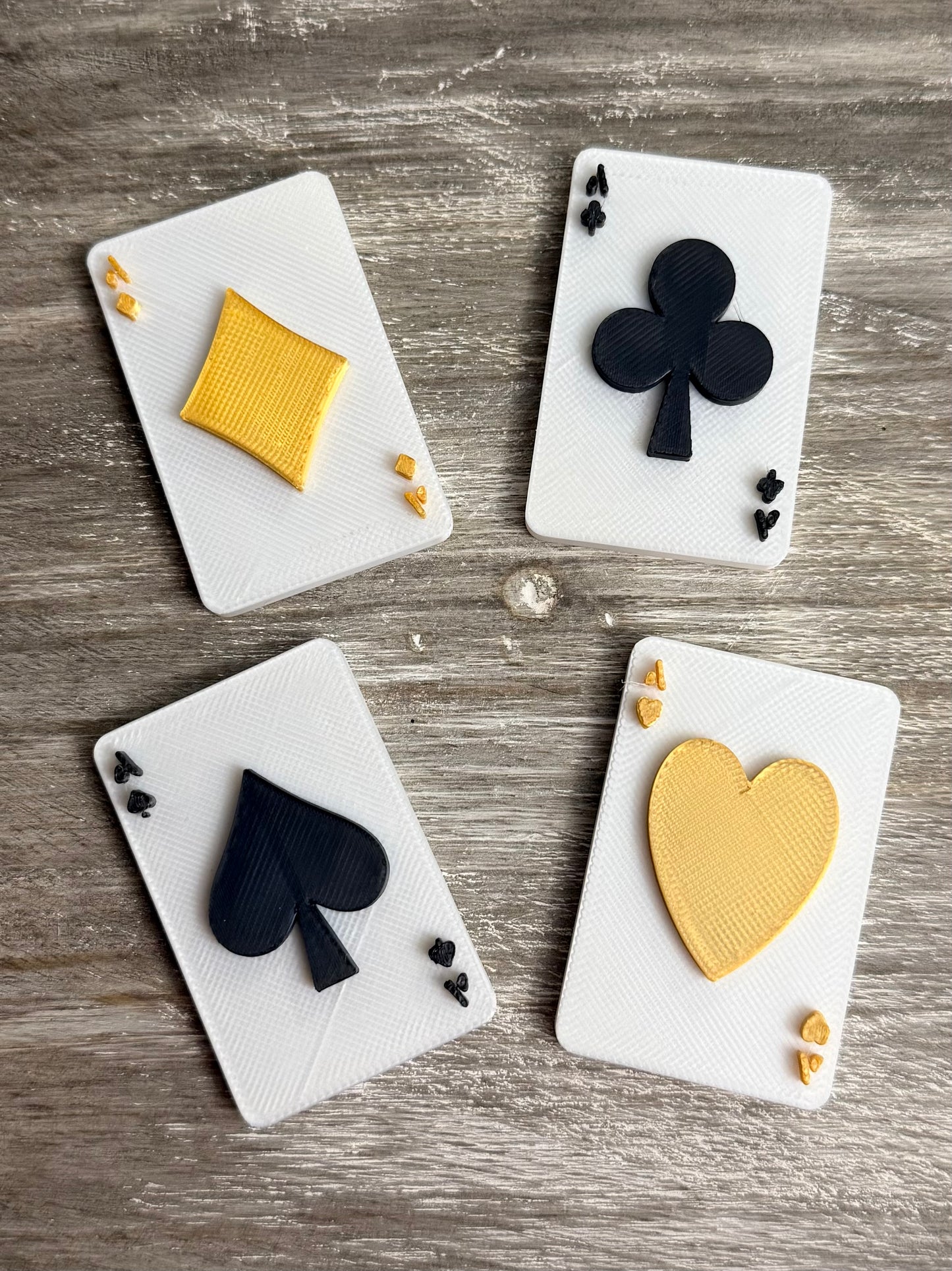 3D Printed Mini Playing Cards Set (4pc) - Alice in Wonderland & Casino Theme - Wreath Attachments & Tray Decor