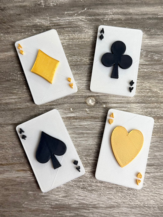 3D Printed Mini Playing Cards Set (4pc) - Alice in Wonderland & Casino Theme - Wreath Attachments & Tray Decor