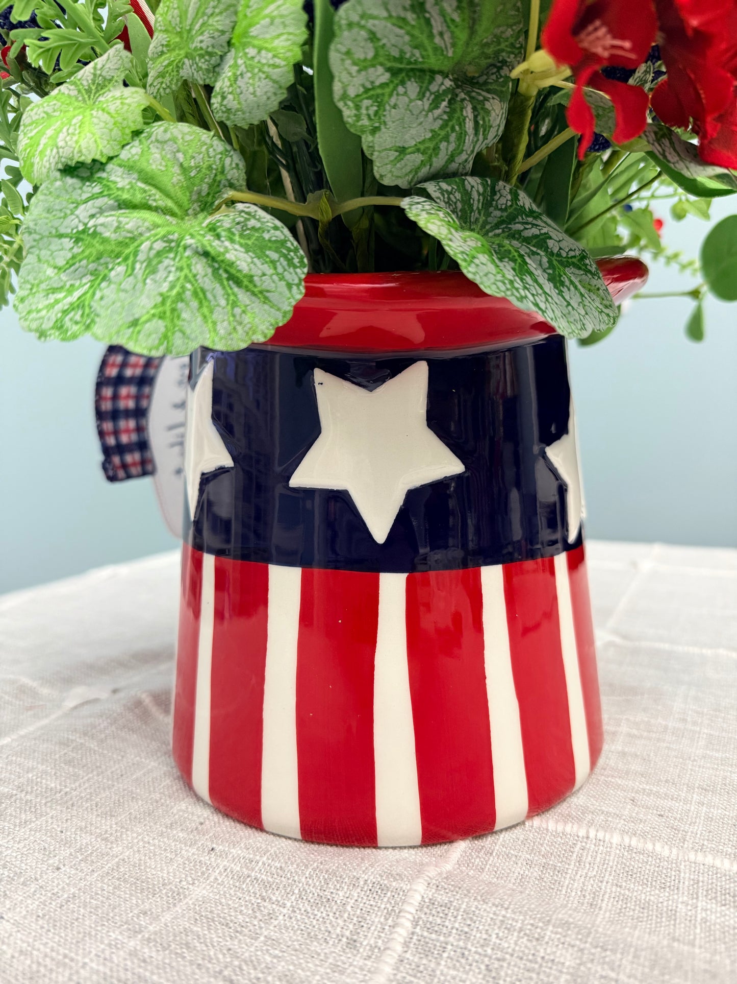 Patriotic Eagle Top Hat Arrangement - Whimsical 4th of July Centerpiece - Red White Blue