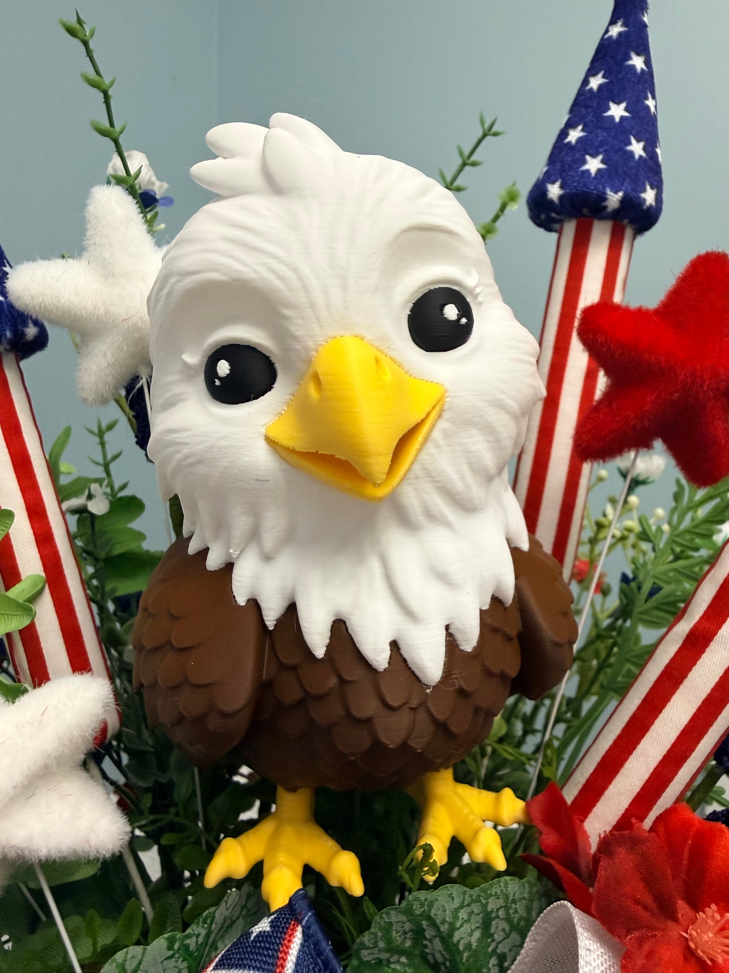 Patriotic Eagle Top Hat Arrangement - Whimsical 4th of July Centerpiece - Red White Blue