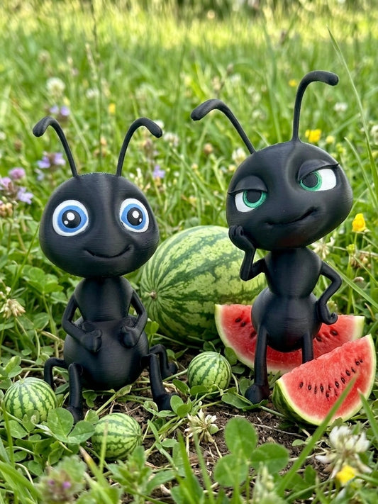 Angelica & Antony: Whimsical 3D Printed Ant Set – 6” Figurine