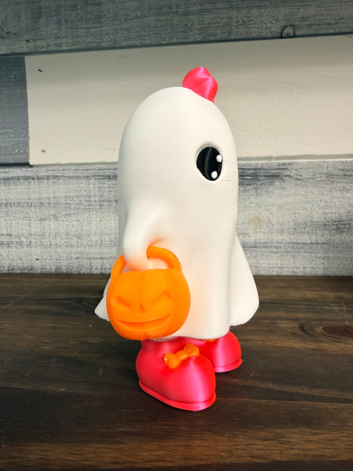 3D Printed Halloween Ghost Decor -  6" Collectible Ghost with Bow & Pumpkin