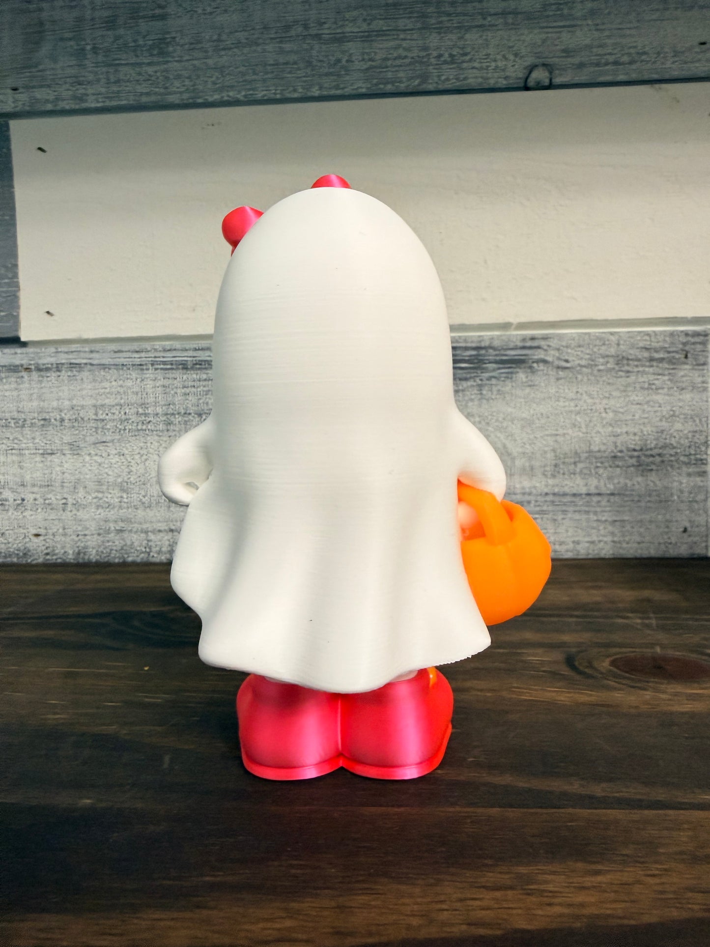 3D Printed Halloween Ghost Decor -  6" Collectible Ghost with Bow & Pumpkin