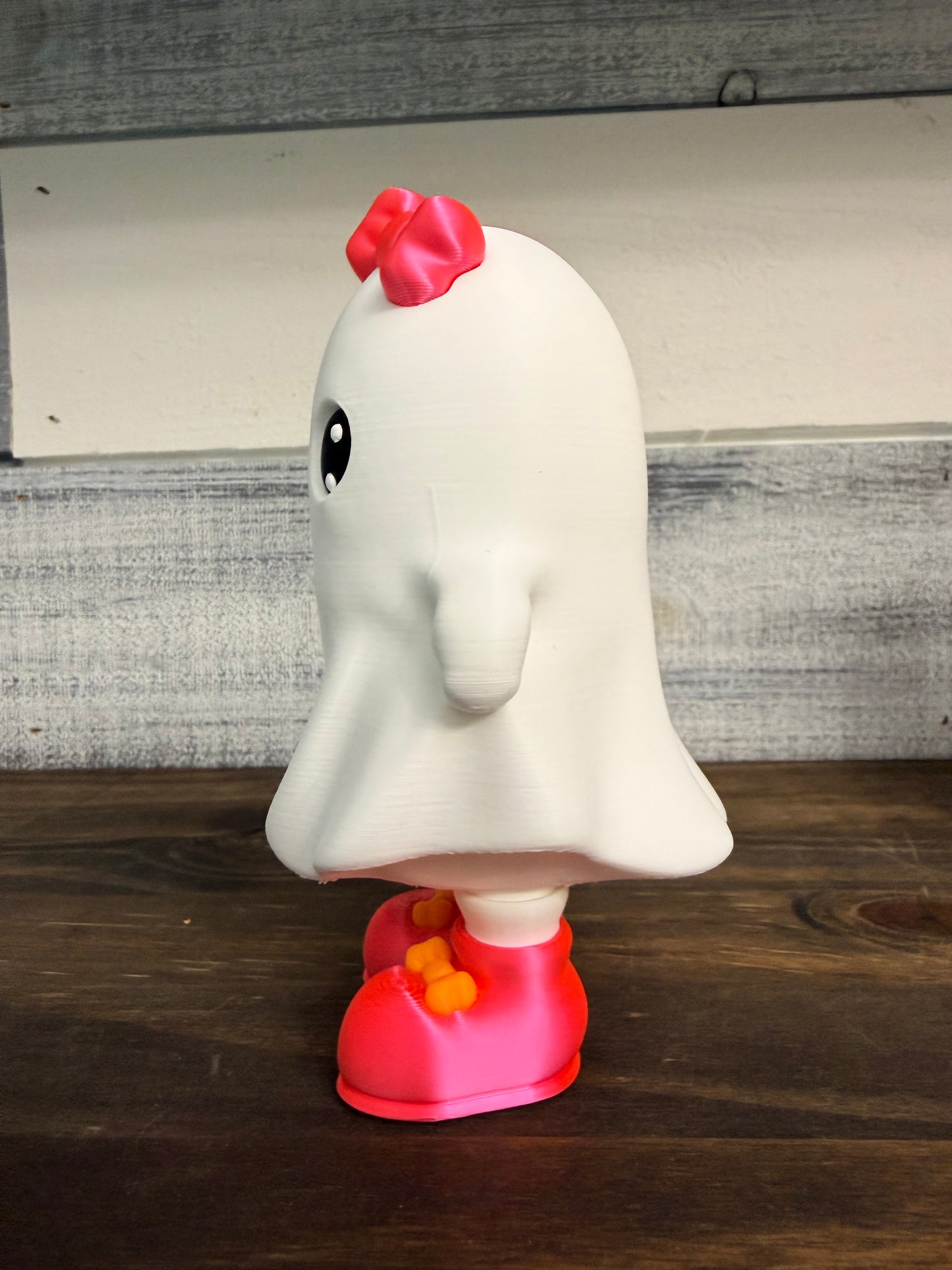 3D Printed Halloween Ghost Decor -  6" Collectible Ghost with Bow & Pumpkin