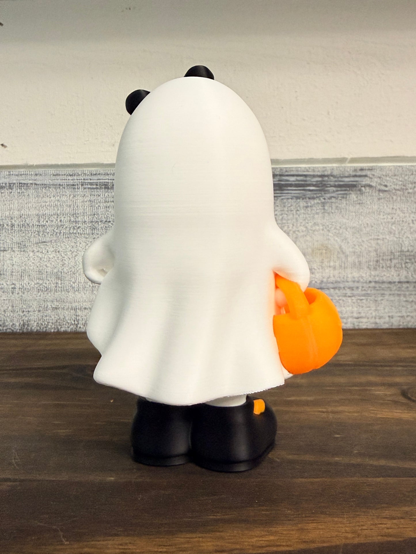 3D Printed Halloween Ghost Decor -  6" Collectible Ghost with Bow & Pumpkin