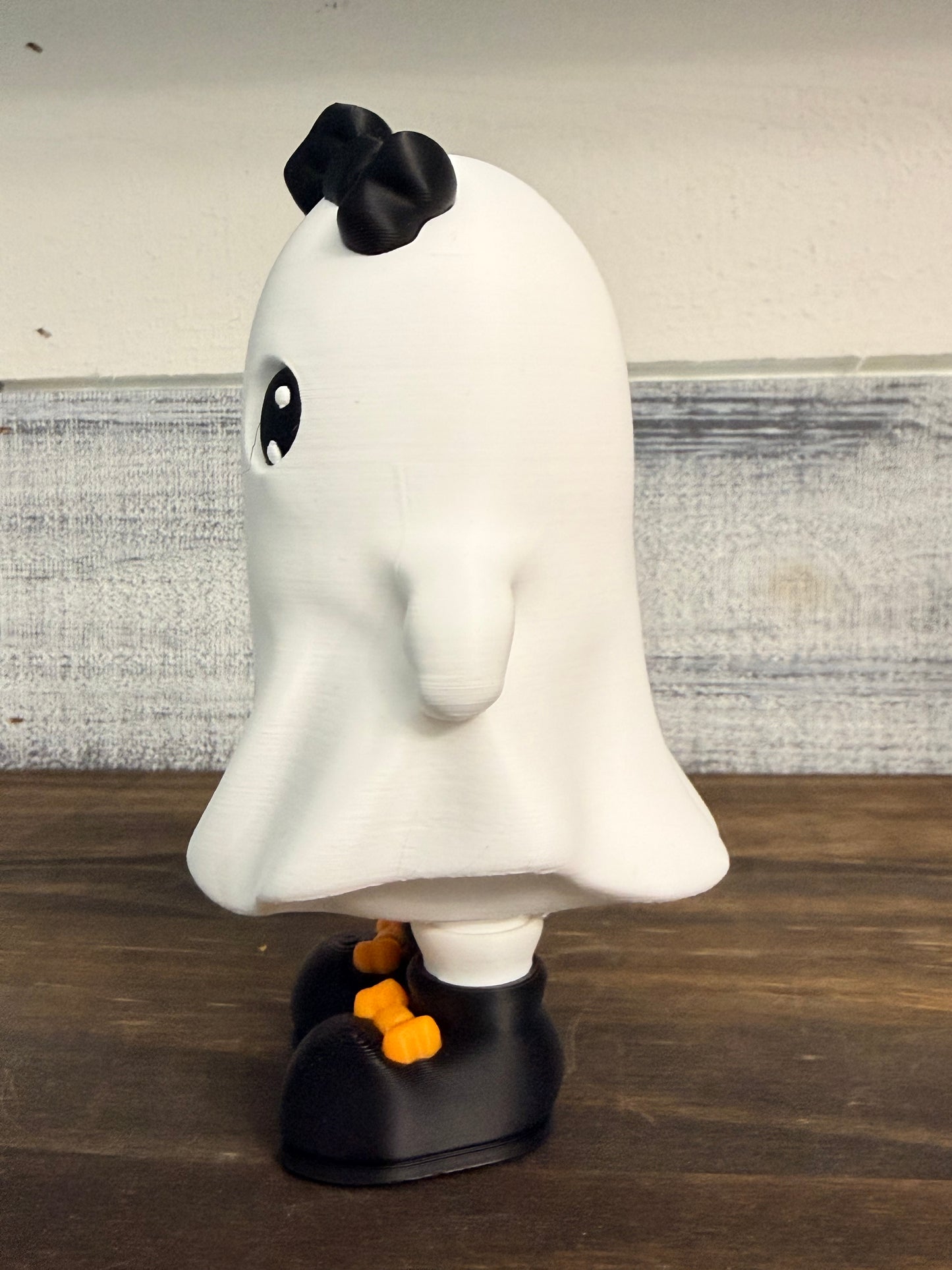 3D Printed Halloween Ghost Decor -  6" Collectible Ghost with Bow & Pumpkin