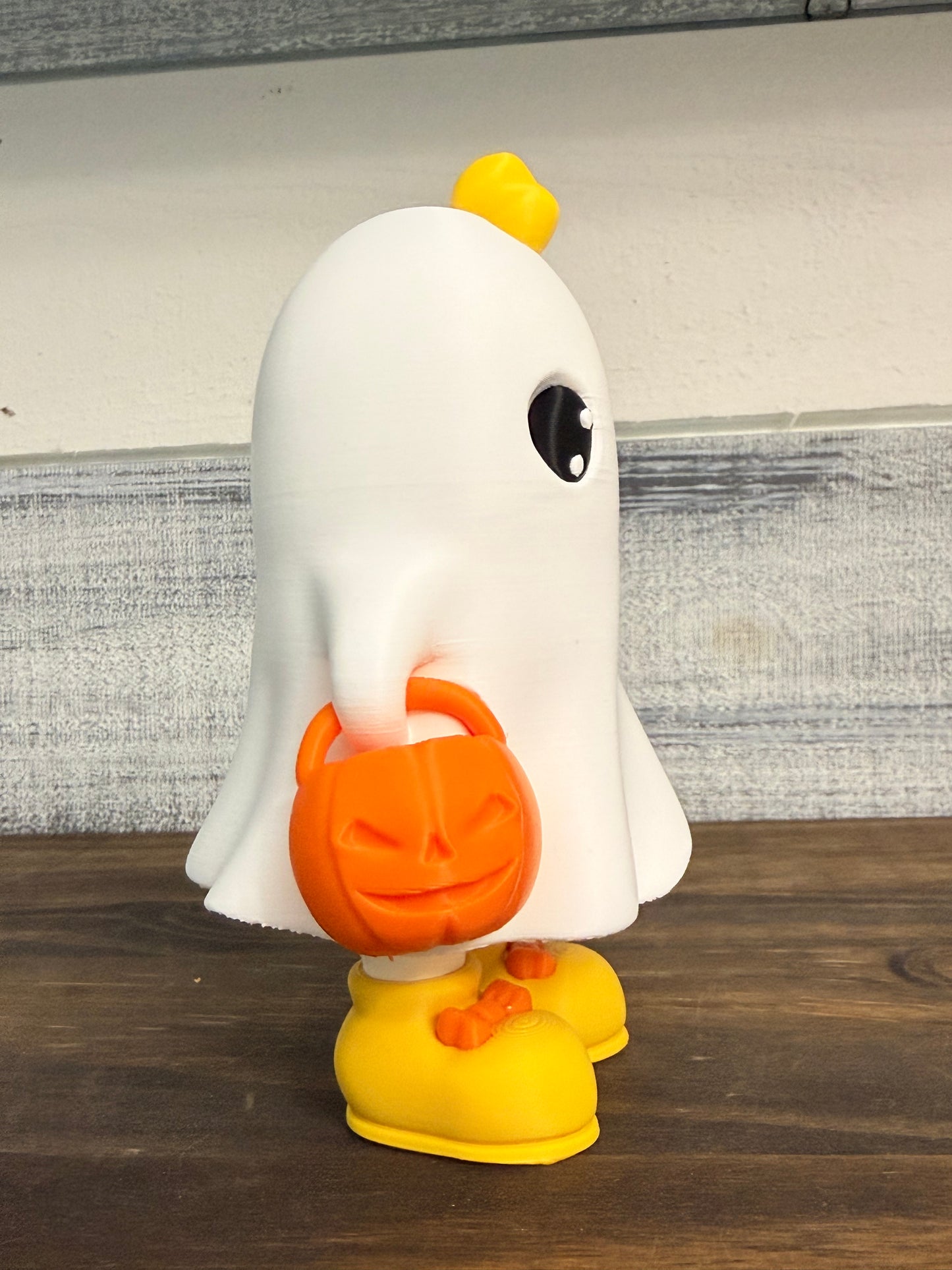 3D Printed Halloween Ghost Decor -  6" Collectible Ghost with Bow & Pumpkin
