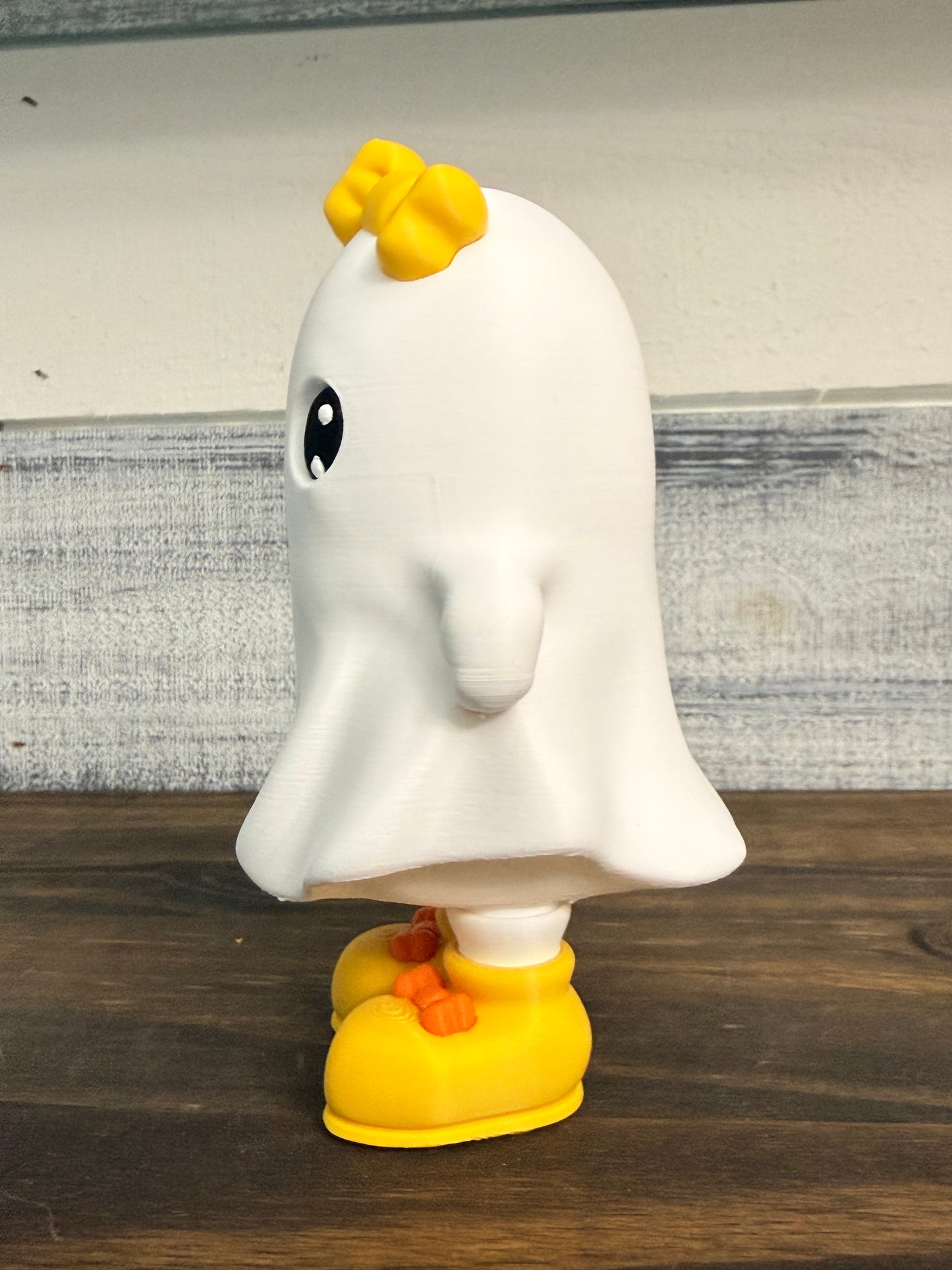 3D Printed Halloween Ghost Decor -  6" Collectible Ghost with Bow & Pumpkin