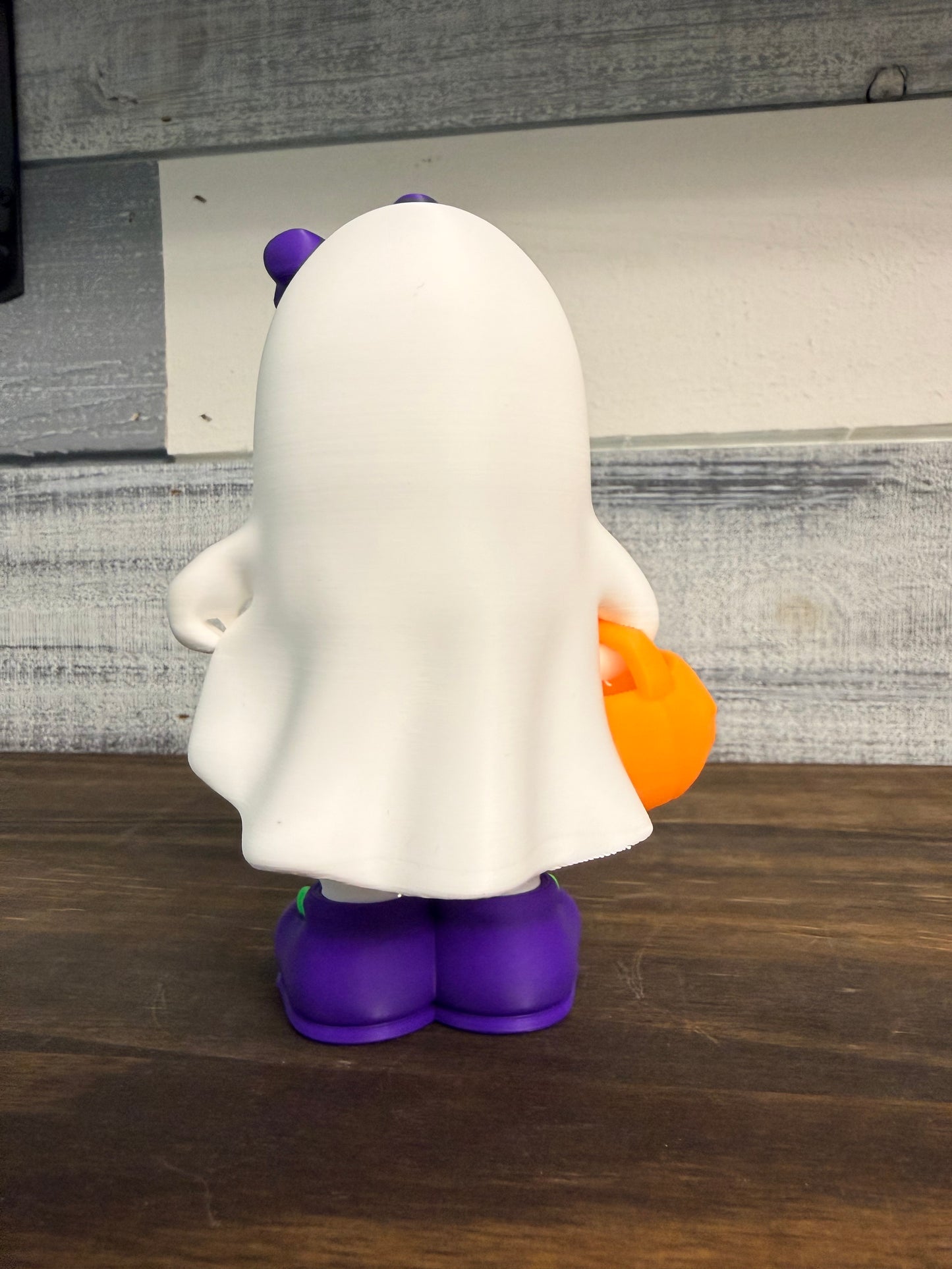 3D Printed Halloween Ghost Decor -  6" Collectible Ghost with Bow & Pumpkin