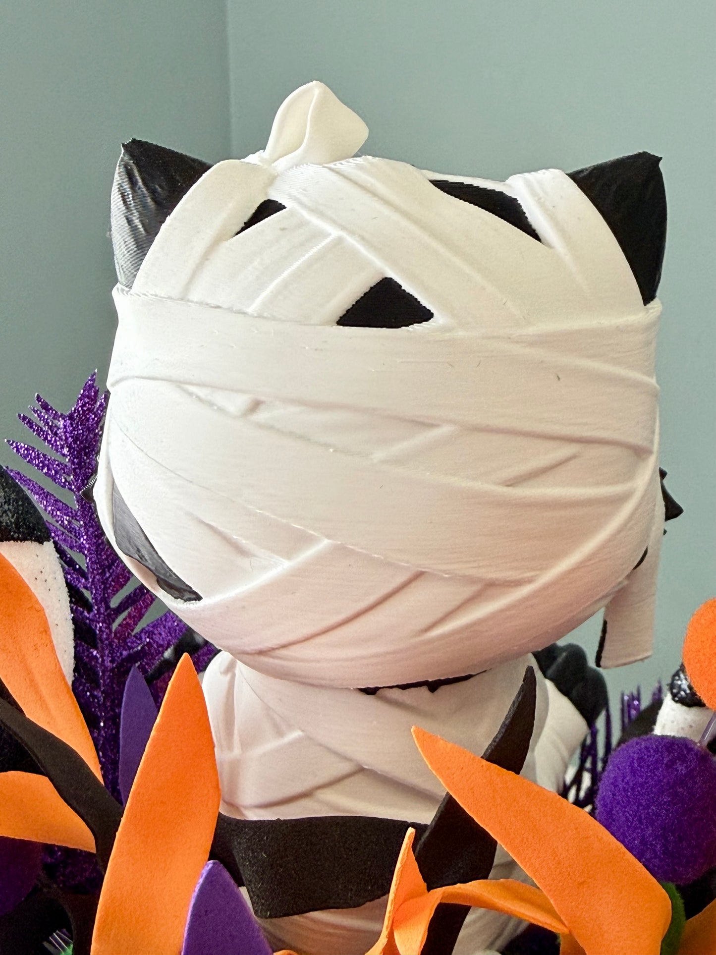 Moonbeam the Mummy Kitty Halloween Arrangement with Light Up Pumpkin