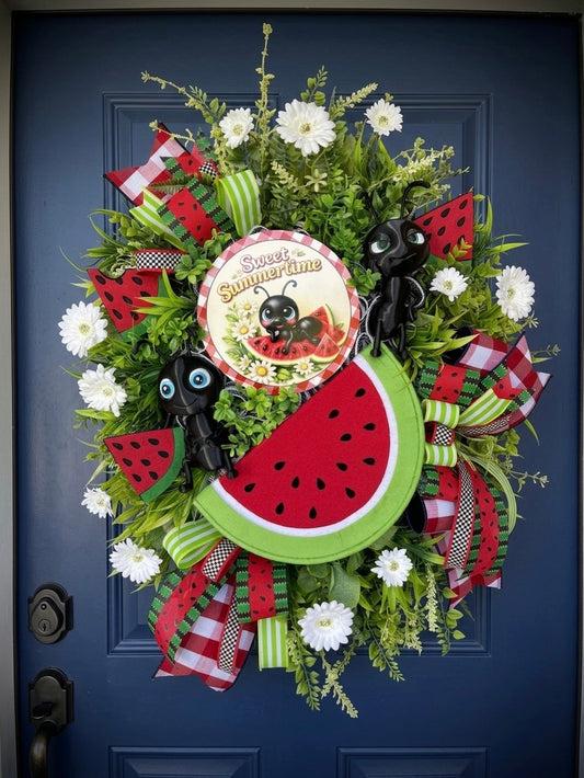 Sweet Summertime Watermelon Ant Wreath Door Decor