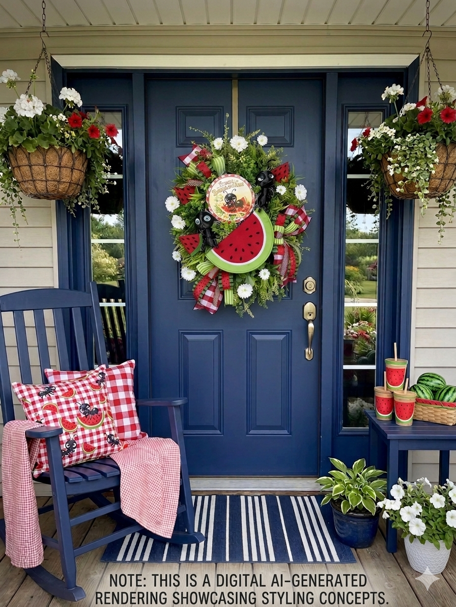 Sweet Summertime Watermelon Ant Wreath Door Decor
