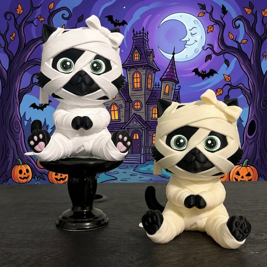 Moonbeam the Mummy Kitty - Beautifully Dunn Exclusive 3D Printed Halloween Decor