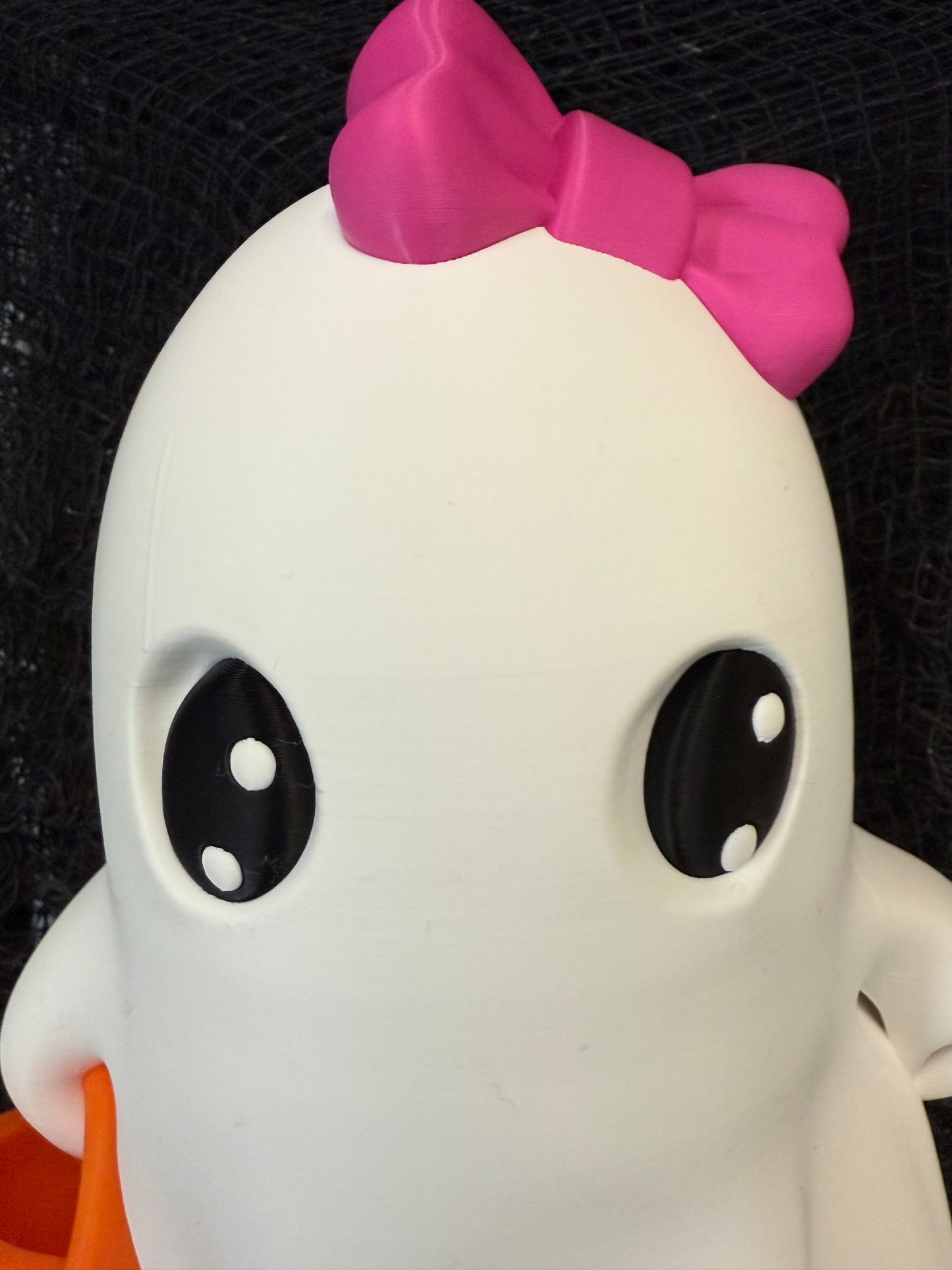 3D Printed Adorable Trick or Treat Ghost Figurine | Customizable Bows | Halloween Decor | Wreath & Mantle Accent