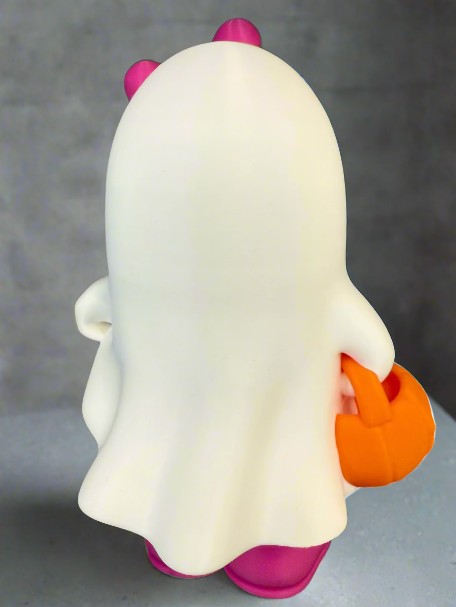 3D Printed Adorable Trick or Treat Ghost Figurine | Customizable Bows | Halloween Decor | Wreath & Mantle Accent