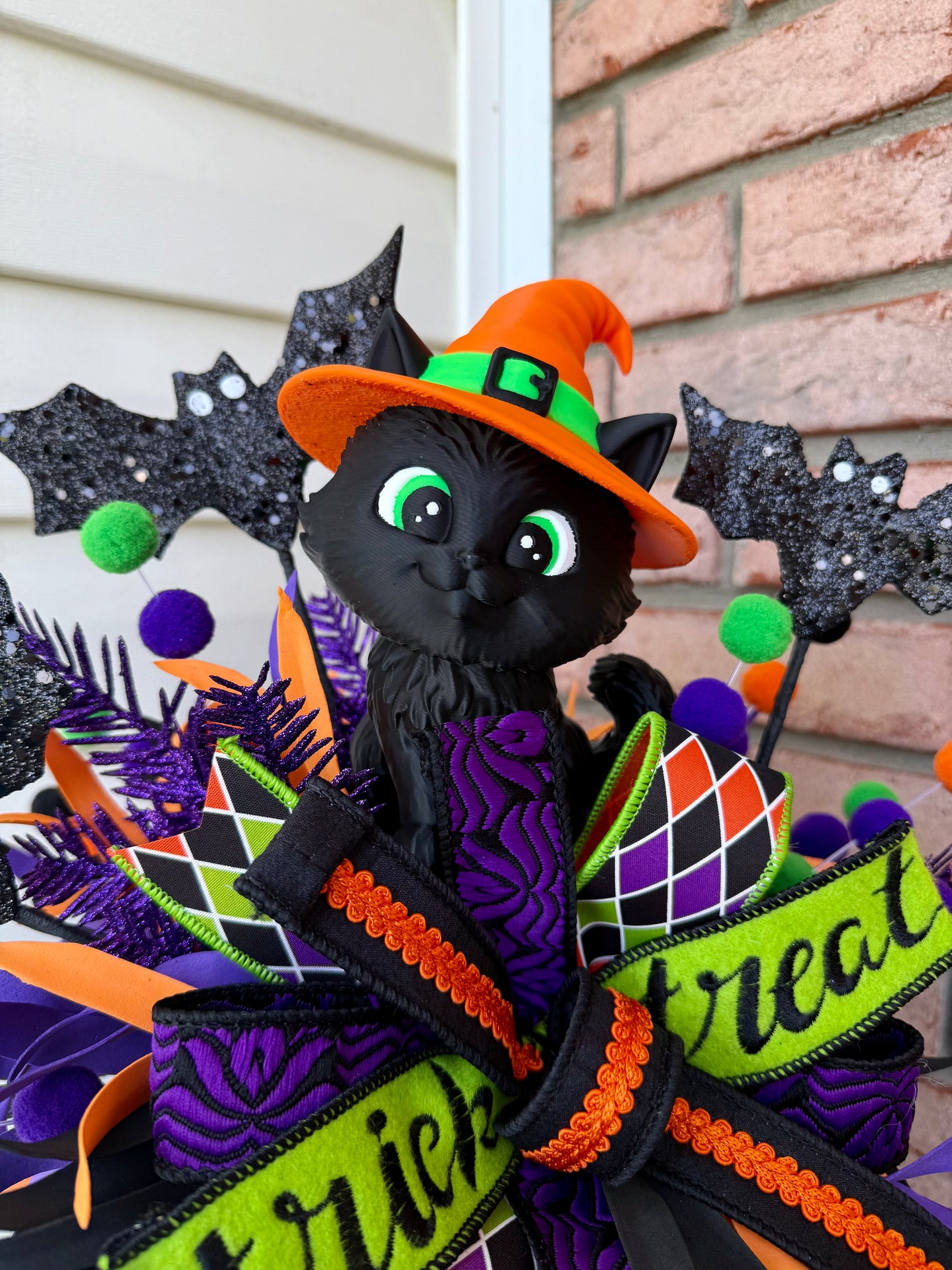 Made To Order for Genie—.          Enchanted Witch Kitty Light-Up Halloween Pumpkin Centerpiece