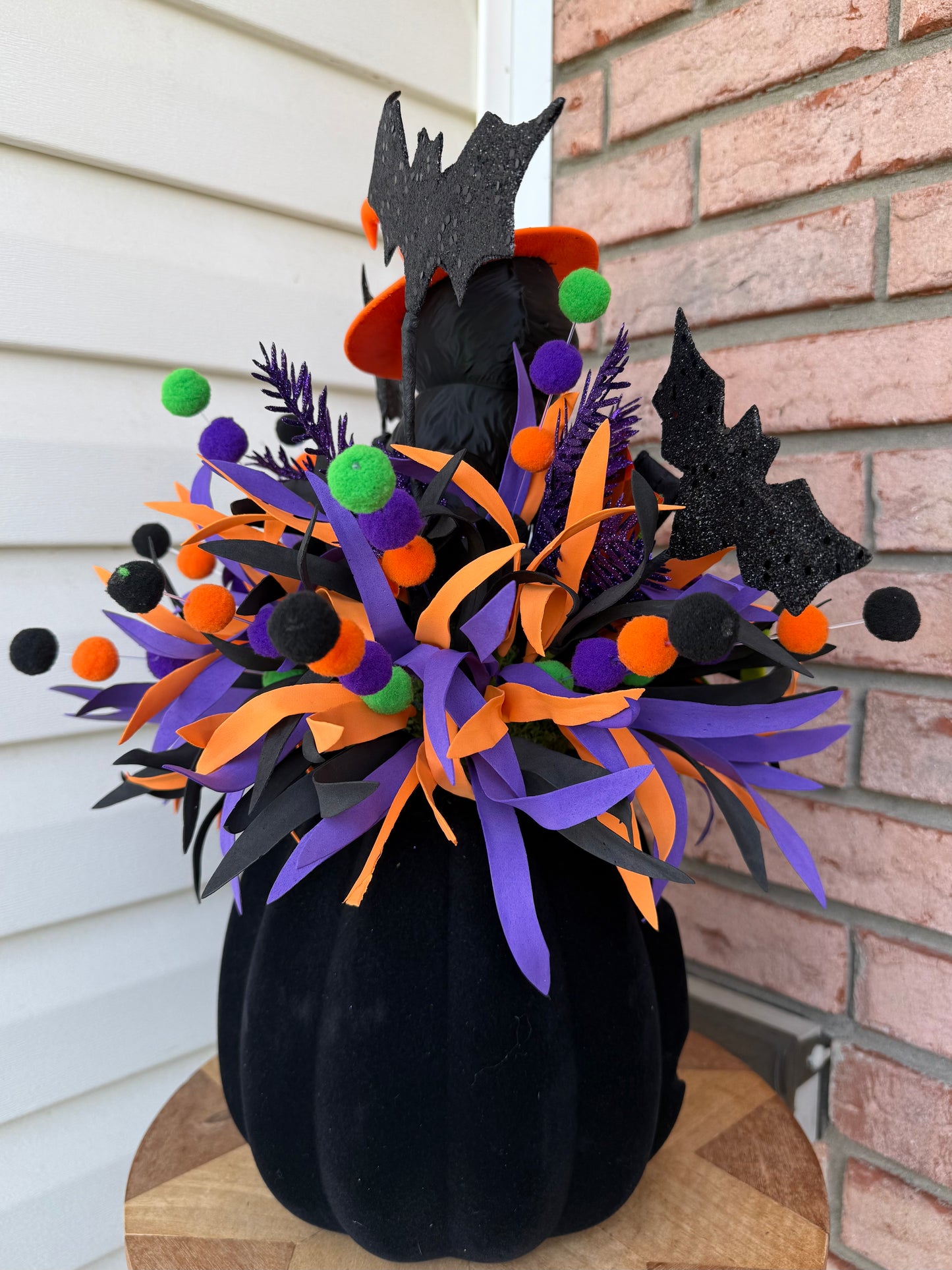Made To Order for Genie—.          Enchanted Witch Kitty Light-Up Halloween Pumpkin Centerpiece
