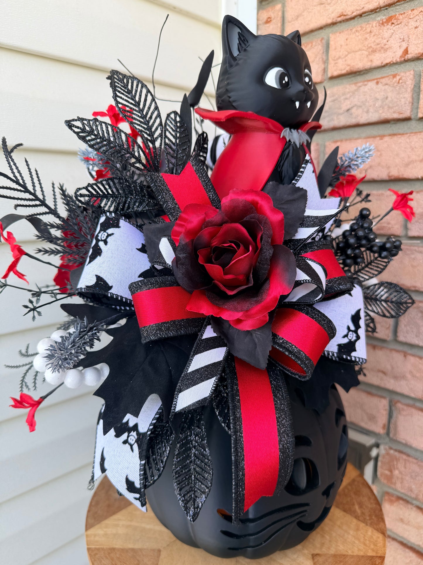 Made to Order for Karen-                     Sweet Halloween Centerpiece with Exclusive Light-Up Kitty Pumpkin & Dracula Cat
