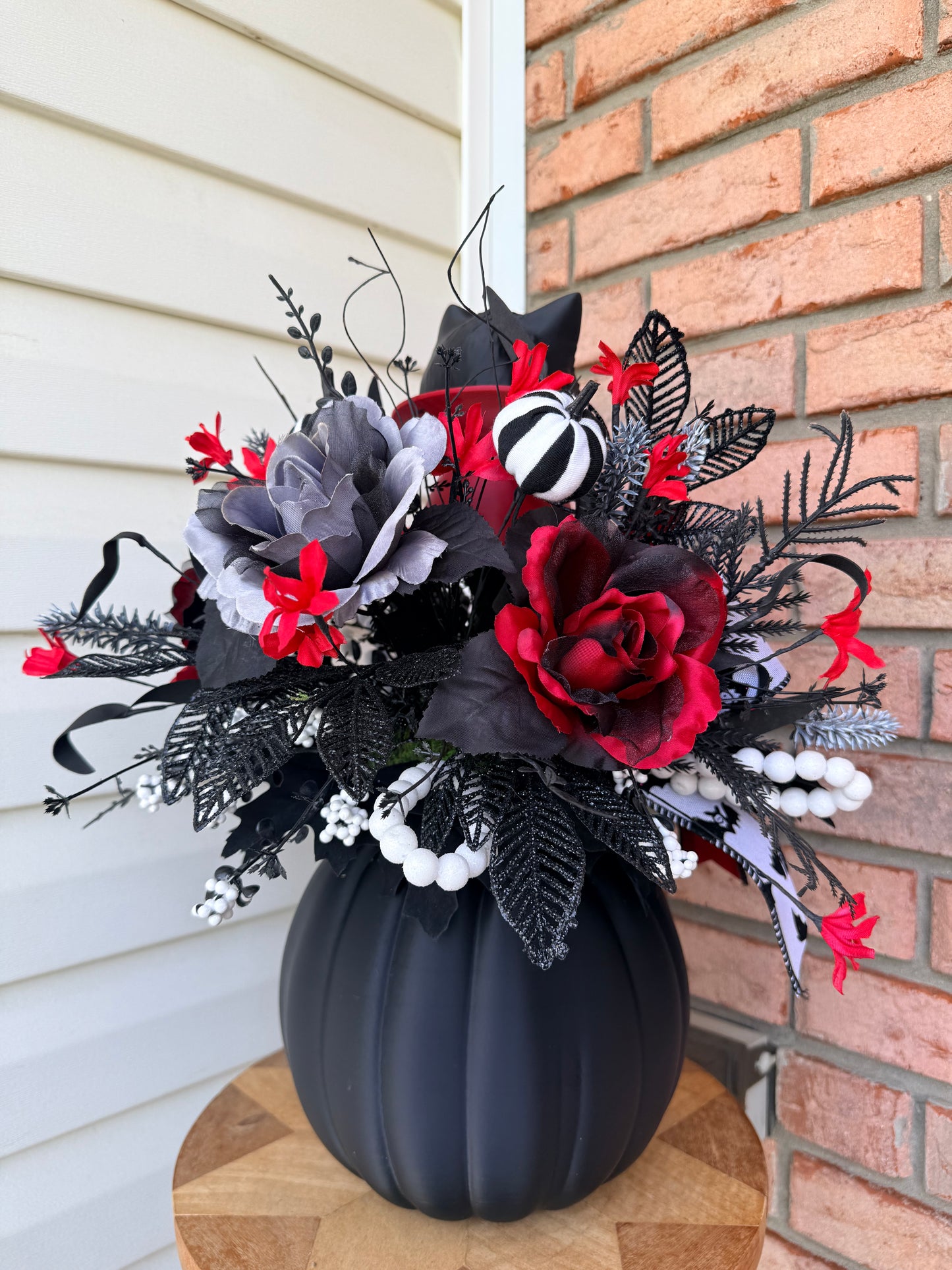 Made to Order for Karen-                     Sweet Halloween Centerpiece with Exclusive Light-Up Kitty Pumpkin & Dracula Cat