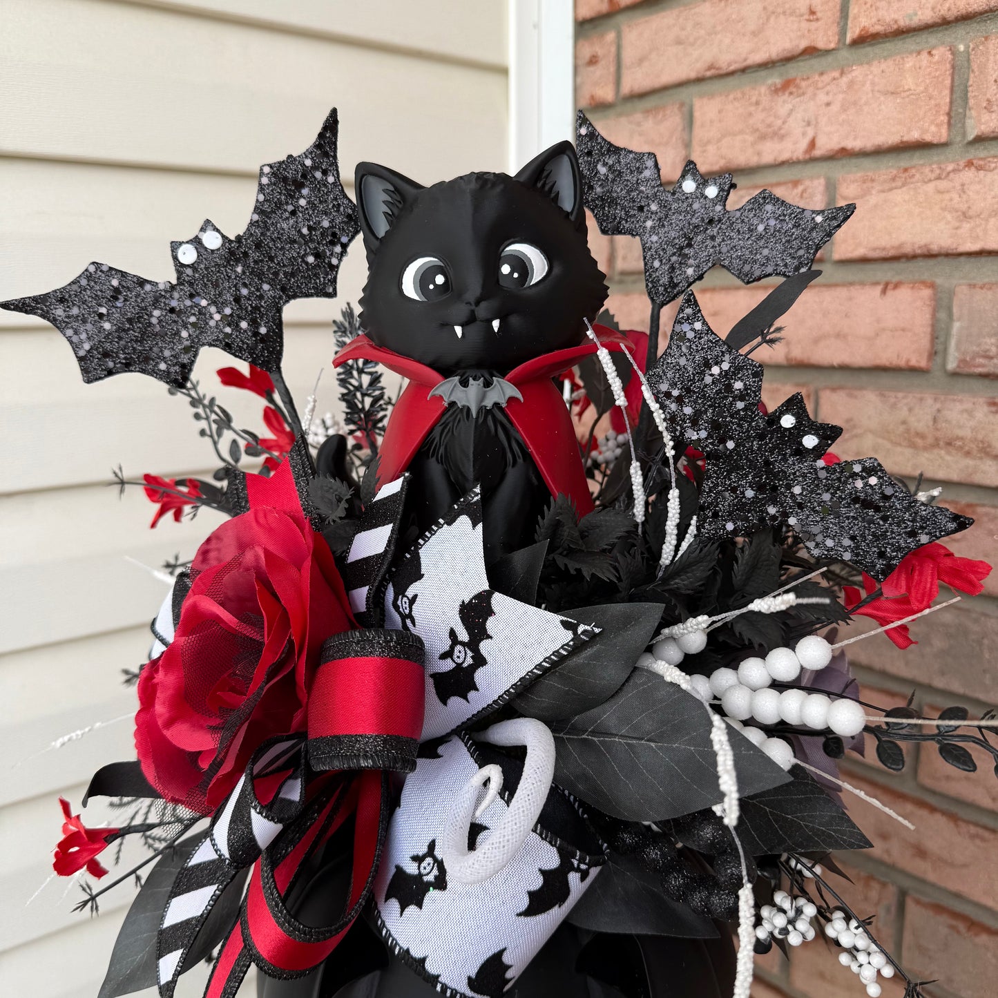 ***Made to Order**** Halloween Centerpiece with Exclusive Light-Up Kitty Pumpkin & Dracula Cat