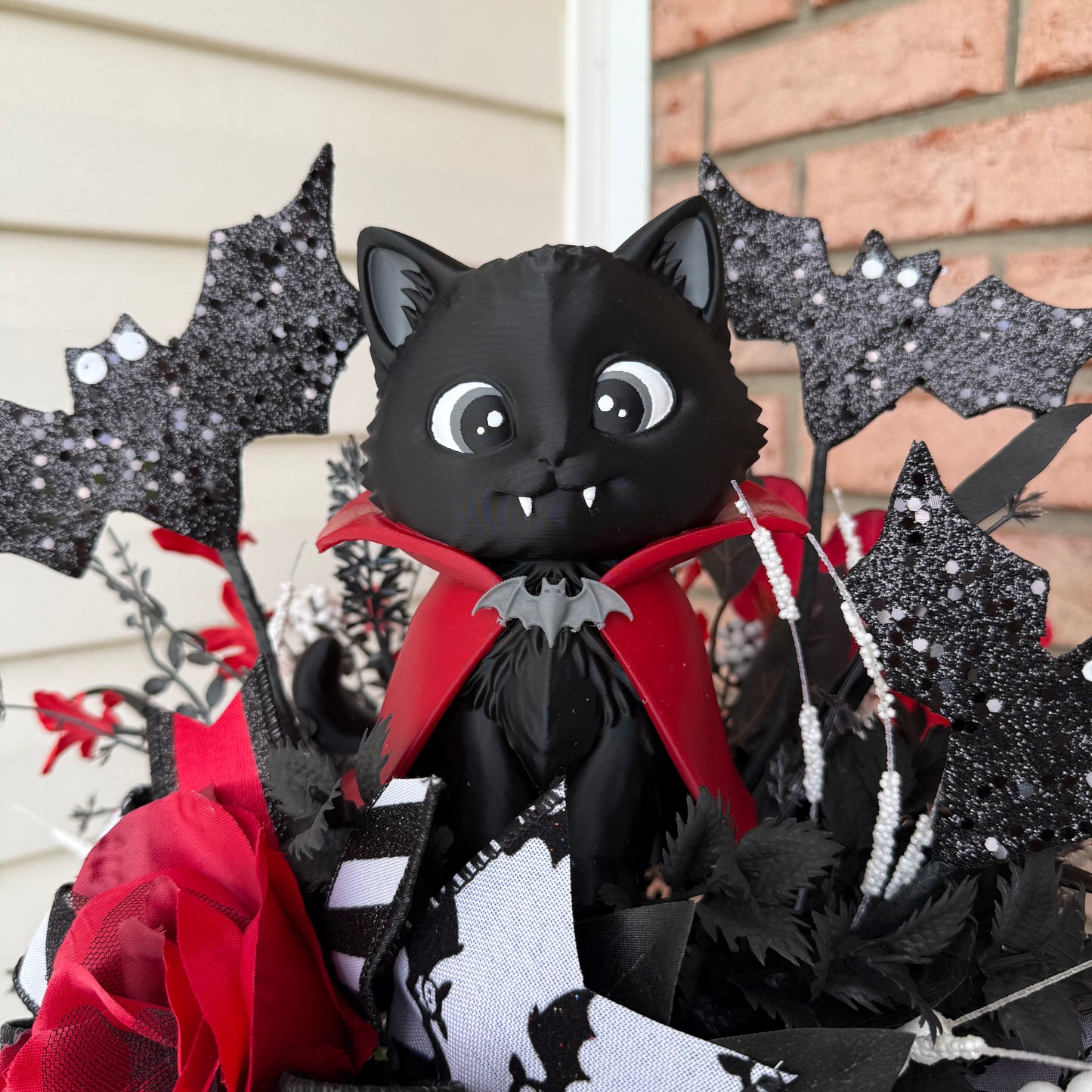 ***Made to Order**** Halloween Centerpiece with Exclusive Light-Up Kitty Pumpkin & Dracula Cat