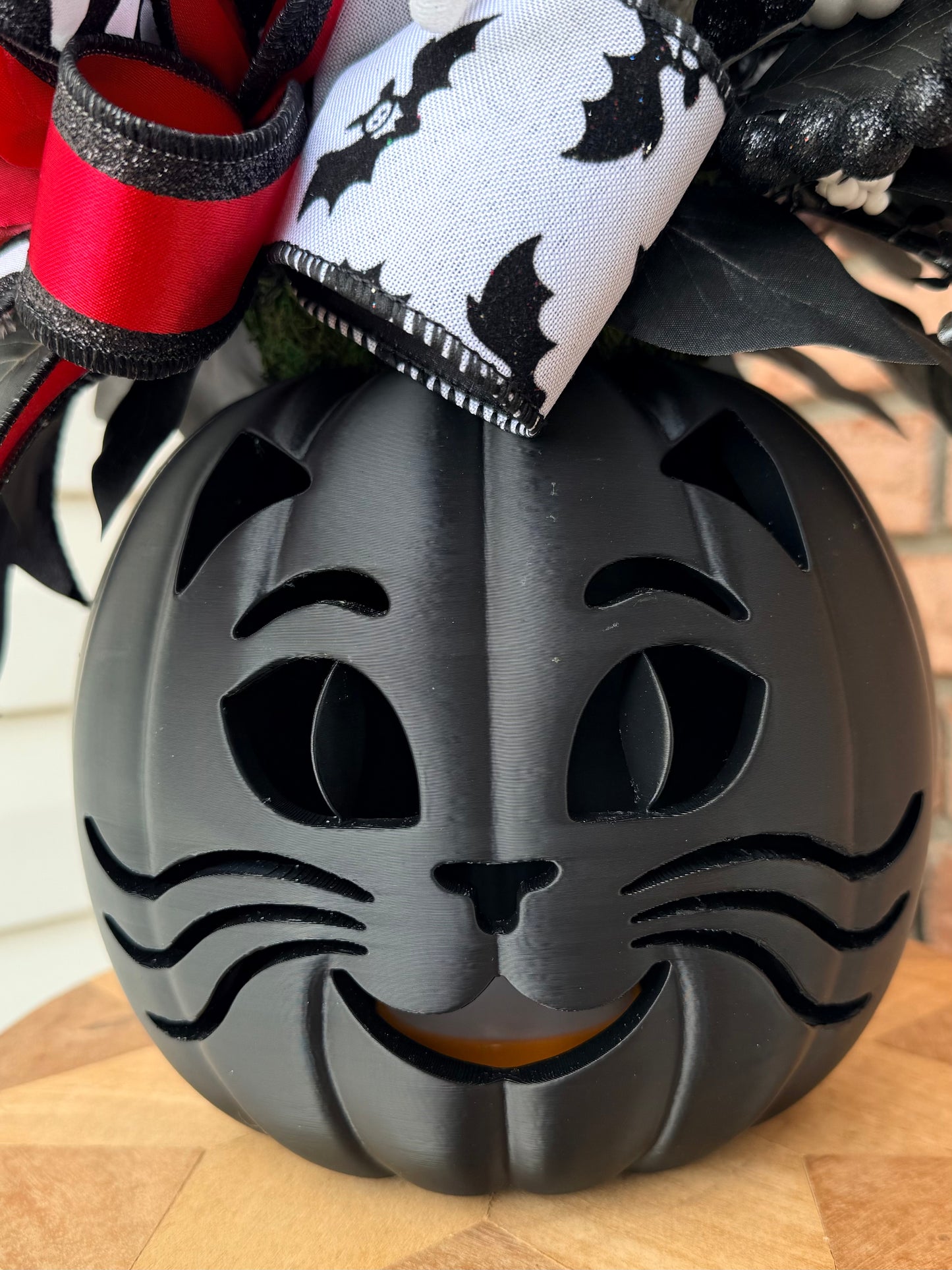 ***Made to Order**** Halloween Centerpiece with Exclusive Light-Up Kitty Pumpkin & Dracula Cat