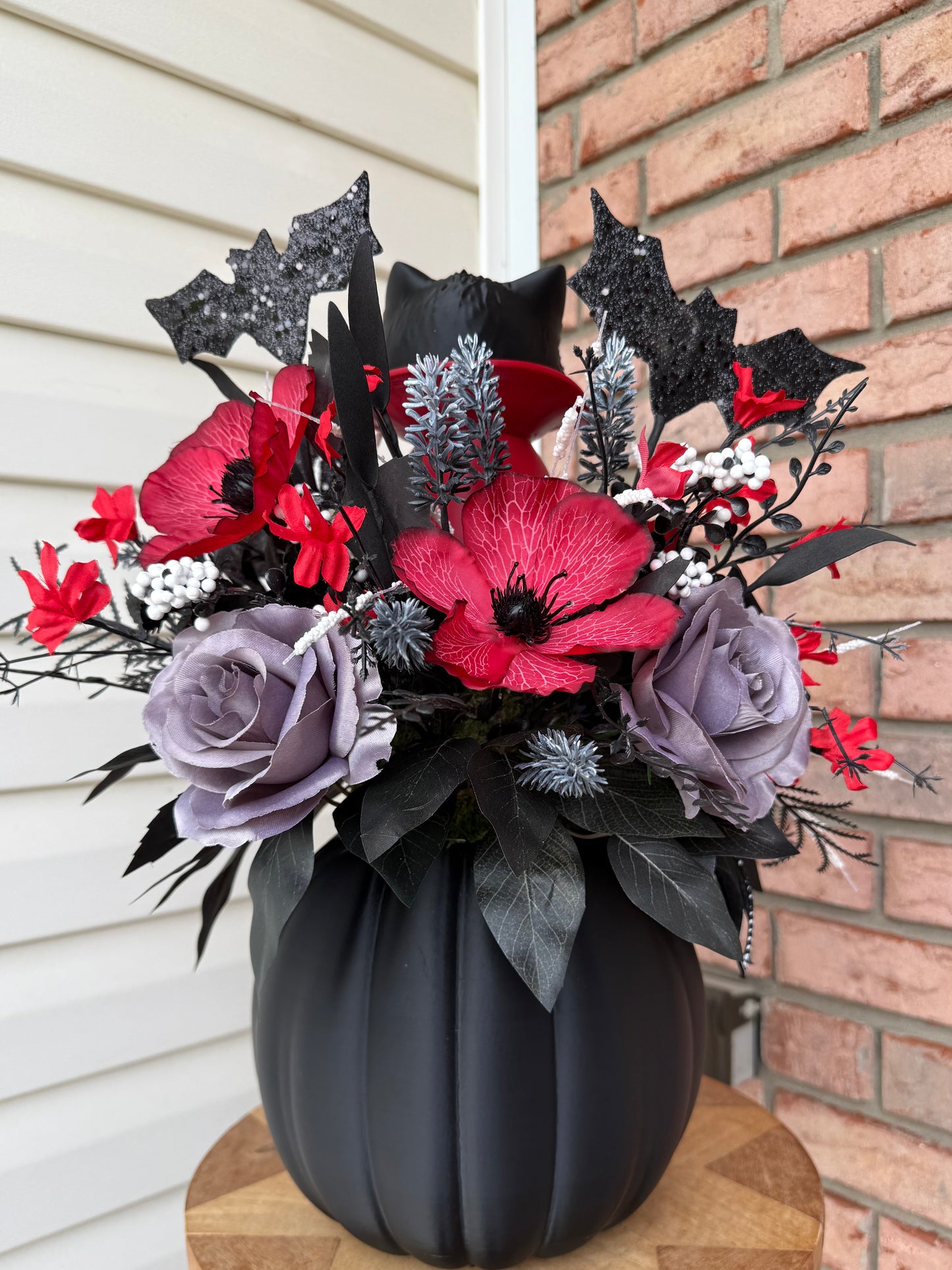 ***Made to Order**** Halloween Centerpiece with Exclusive Light-Up Kitty Pumpkin & Dracula Cat