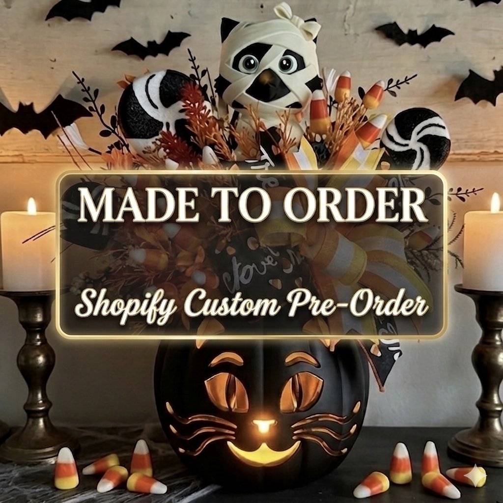 Made To Order- Light-Up 3D Printed Mummy Kitty & Candy Corn Halloween Centerpiece Arrangement
